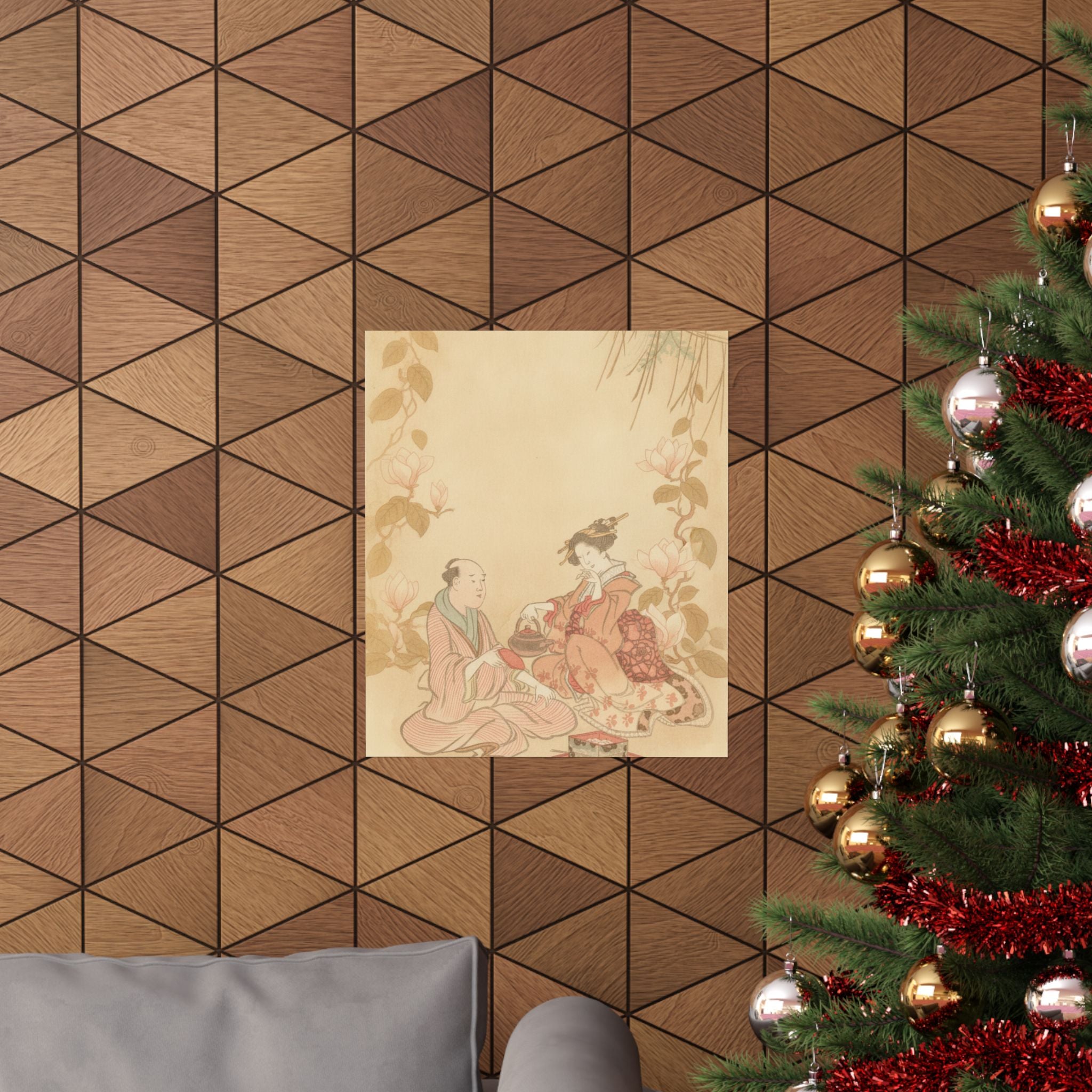 Southern Sunset — Woman Entertaining Her Guest With New Year Wine — Matte Poster