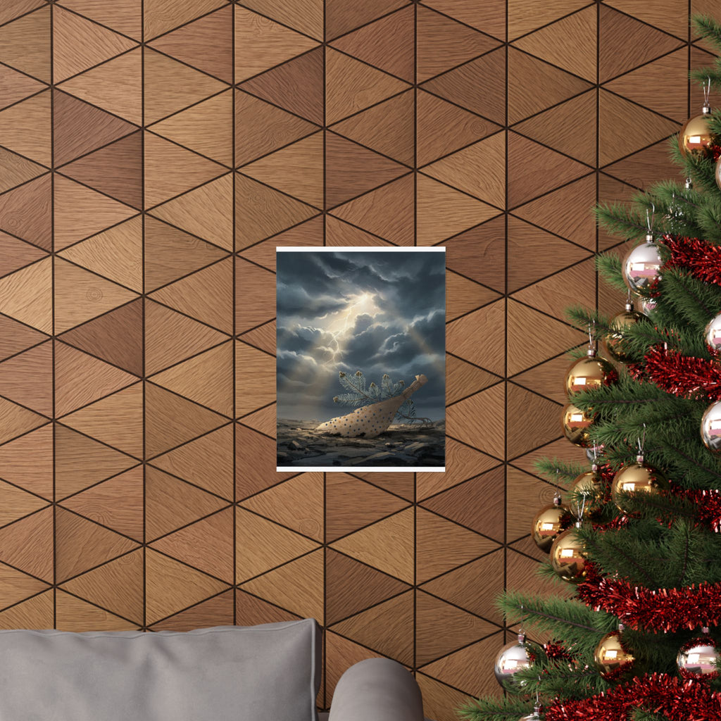 Dramatic Storm — Young Pine Tree And Jeweled Broom — Matte Poster