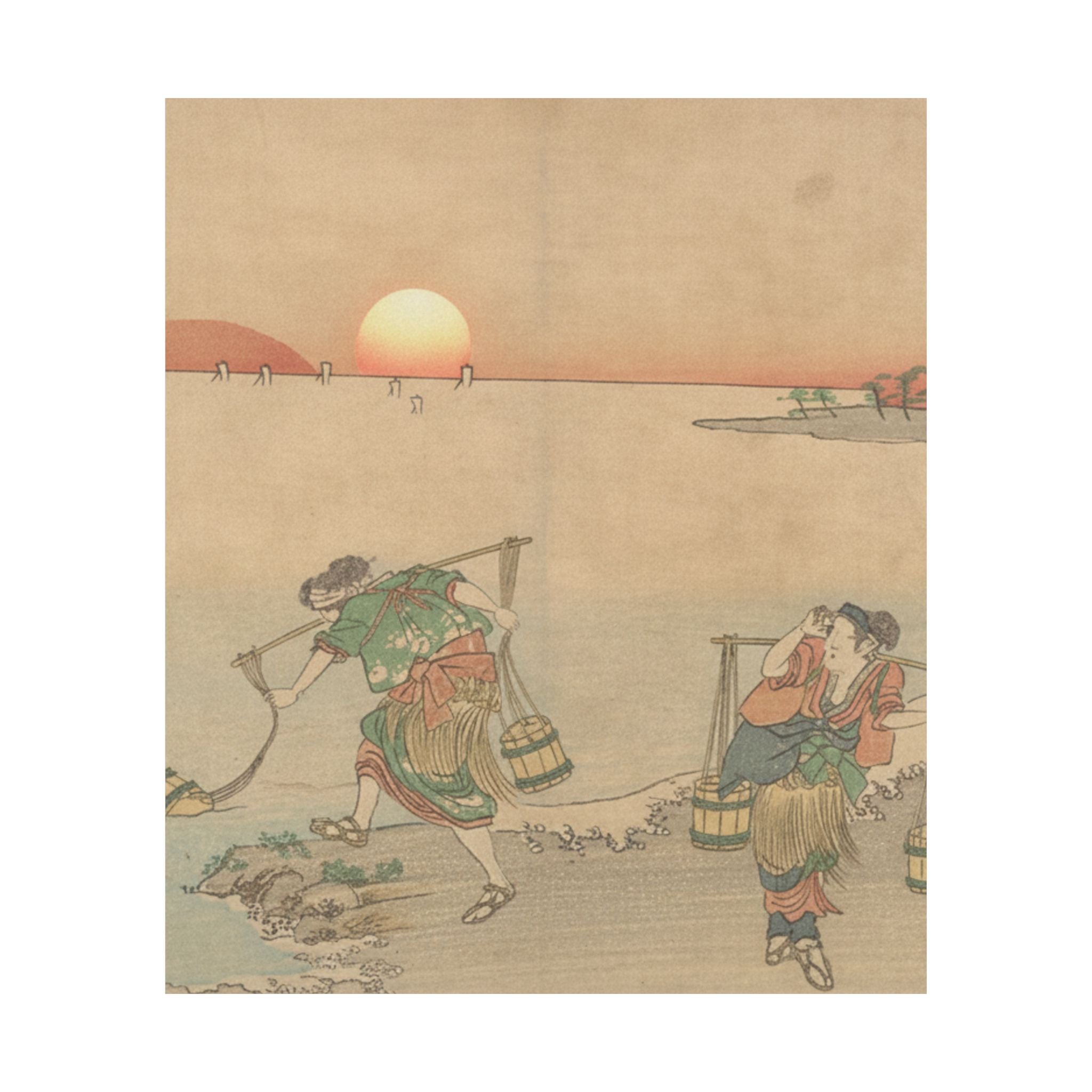 Scenic Nature — Three Water Carriers At The Shore — Matte Poster