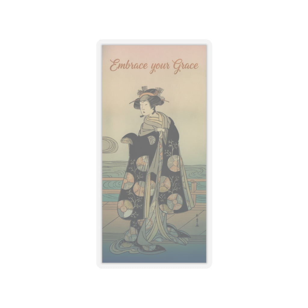 Affirmation — Yoshizawa Iroha As A Woman Standing On The Engawa Of A House By A River — Kiss-Cut Sticker