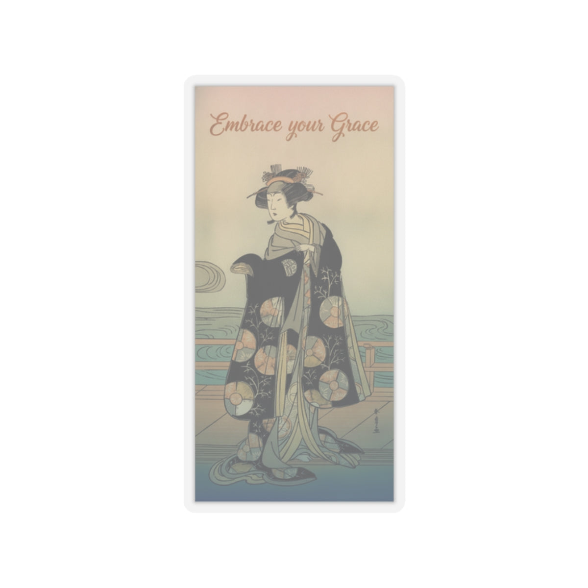 Affirmation — Yoshizawa Iroha As A Woman Standing On The Engawa Of A House By A River — Kiss-Cut Sticker