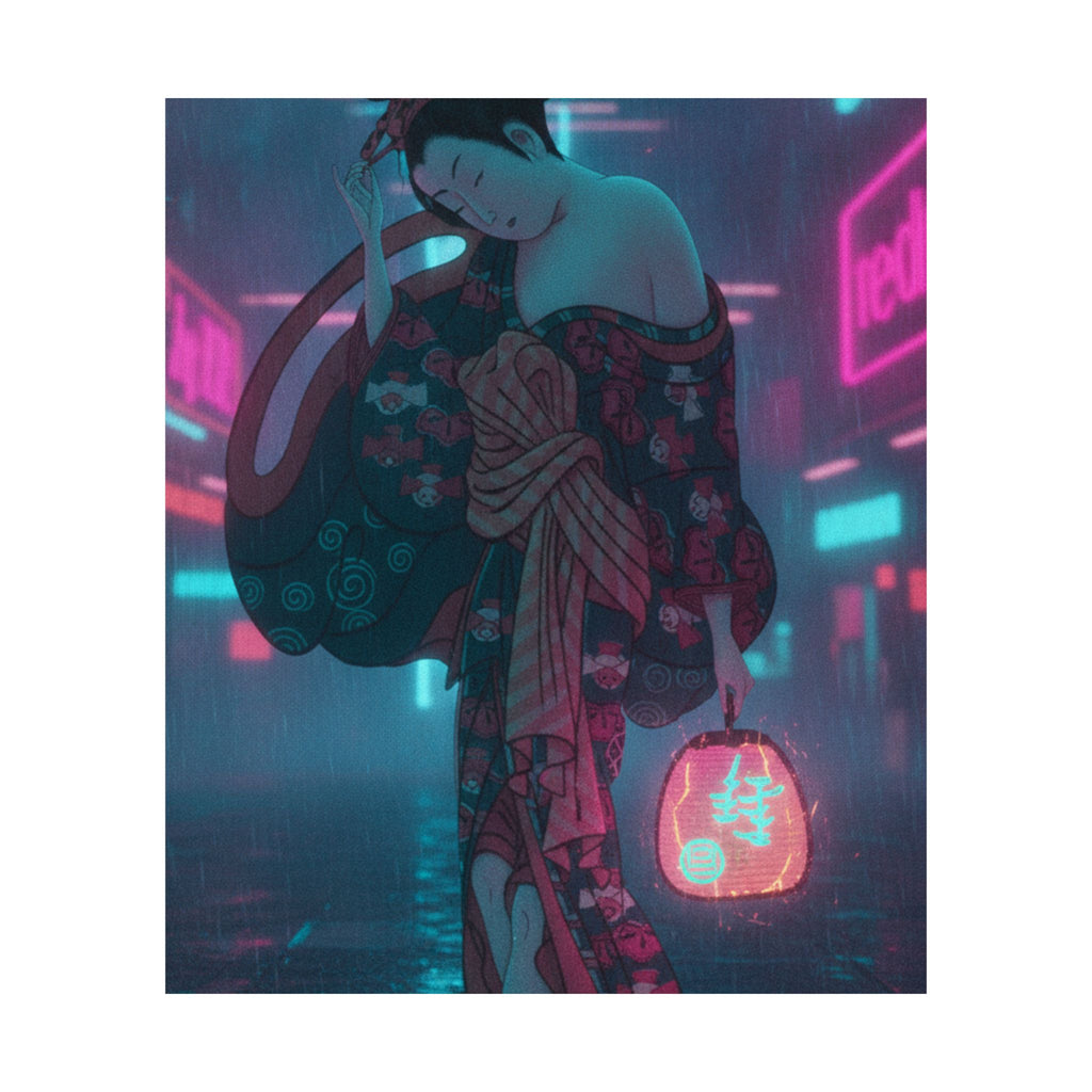 Neon Noir — Summer Willow In The Breeze — Matte Poster