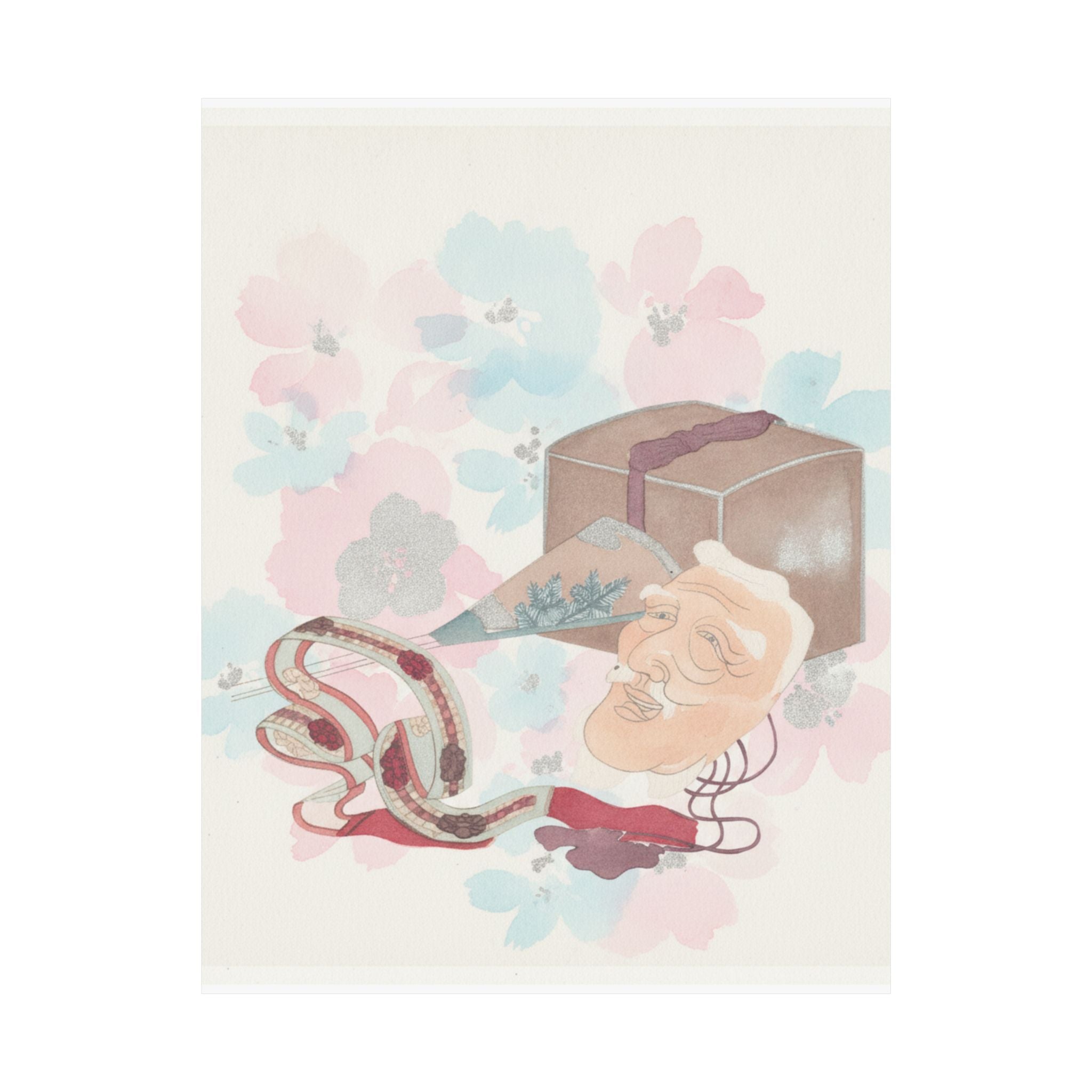 Watercolor — Mask And Other Objects For The Noh Dance — Matte Poster