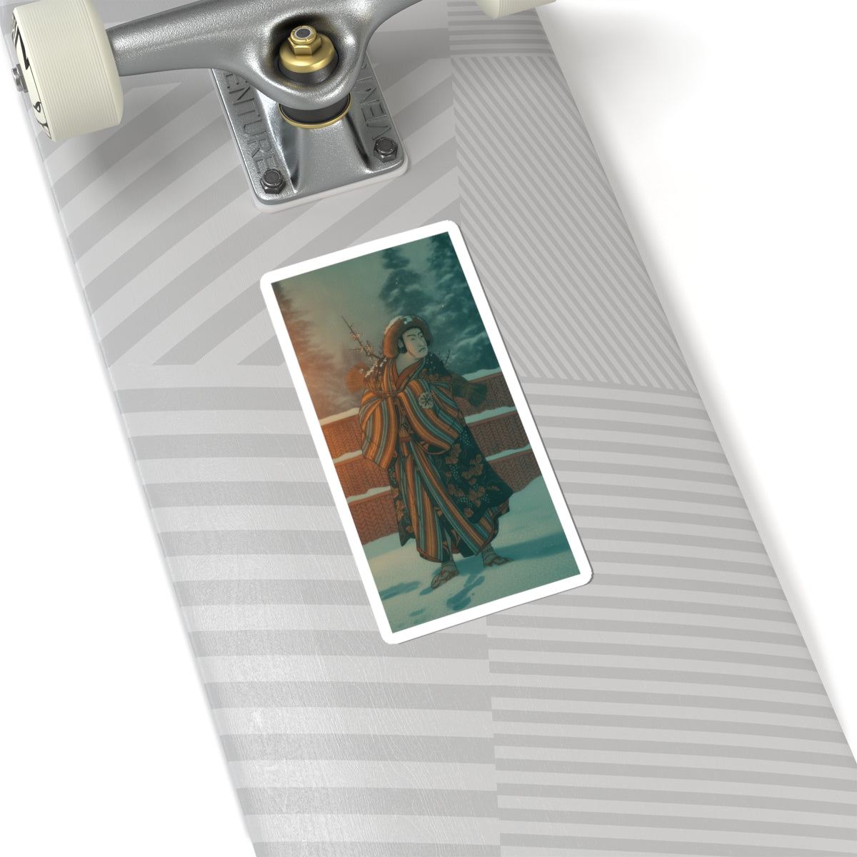 Cinematic — Matsumoto Sumezō As A Man In Winter Attire Standing In The Snow — Kiss-Cut Sticker