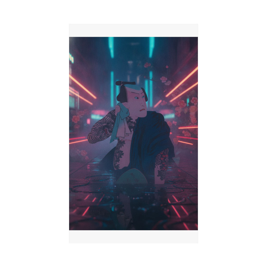 Neon Noir — The Actor Kawarazaki Gonjūrō I As Ude No Kisaburō, Likened To Wu Song The Asceti — Matte Poster
