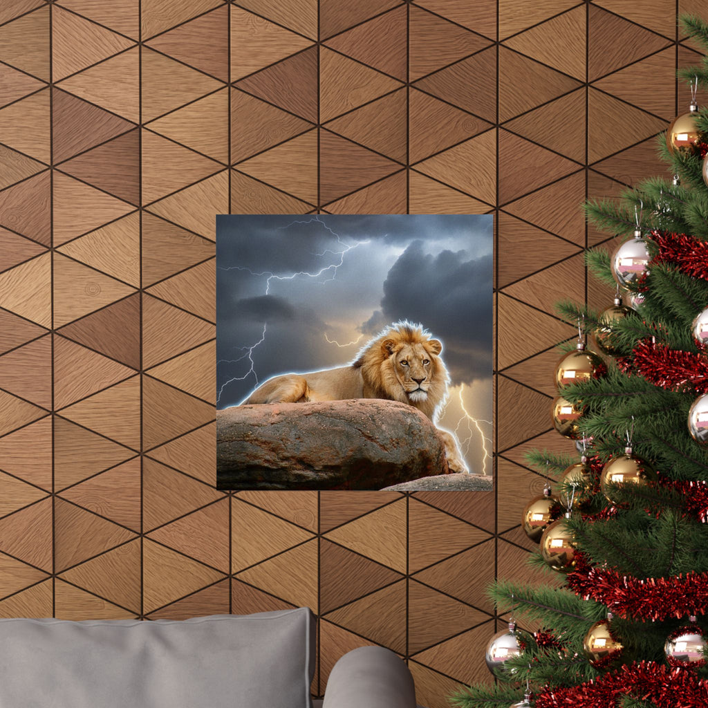 Dramatic Storm — Lion — Matte Poster