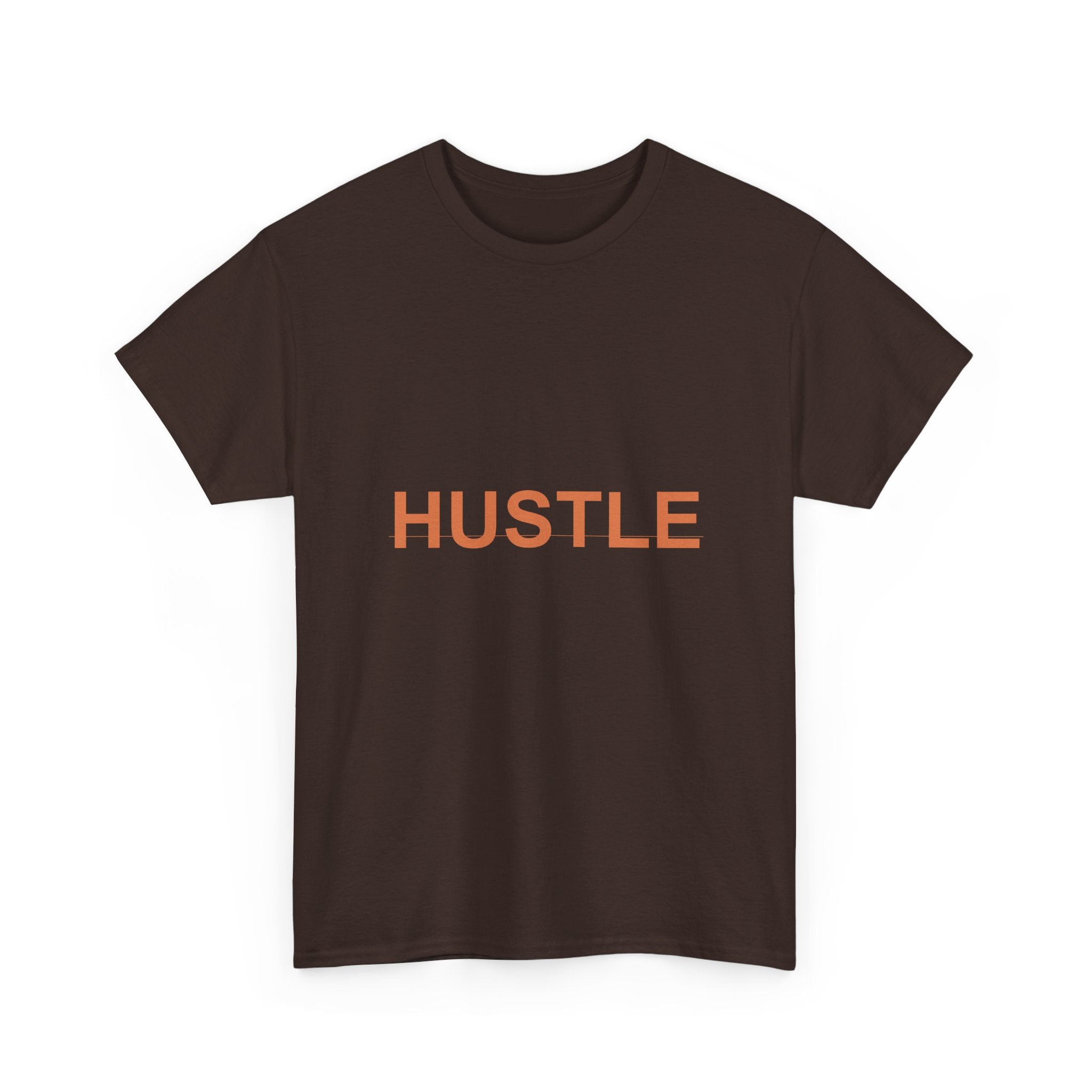 HUSTLE Bold Burnt-Orange Minimal Typography Tee