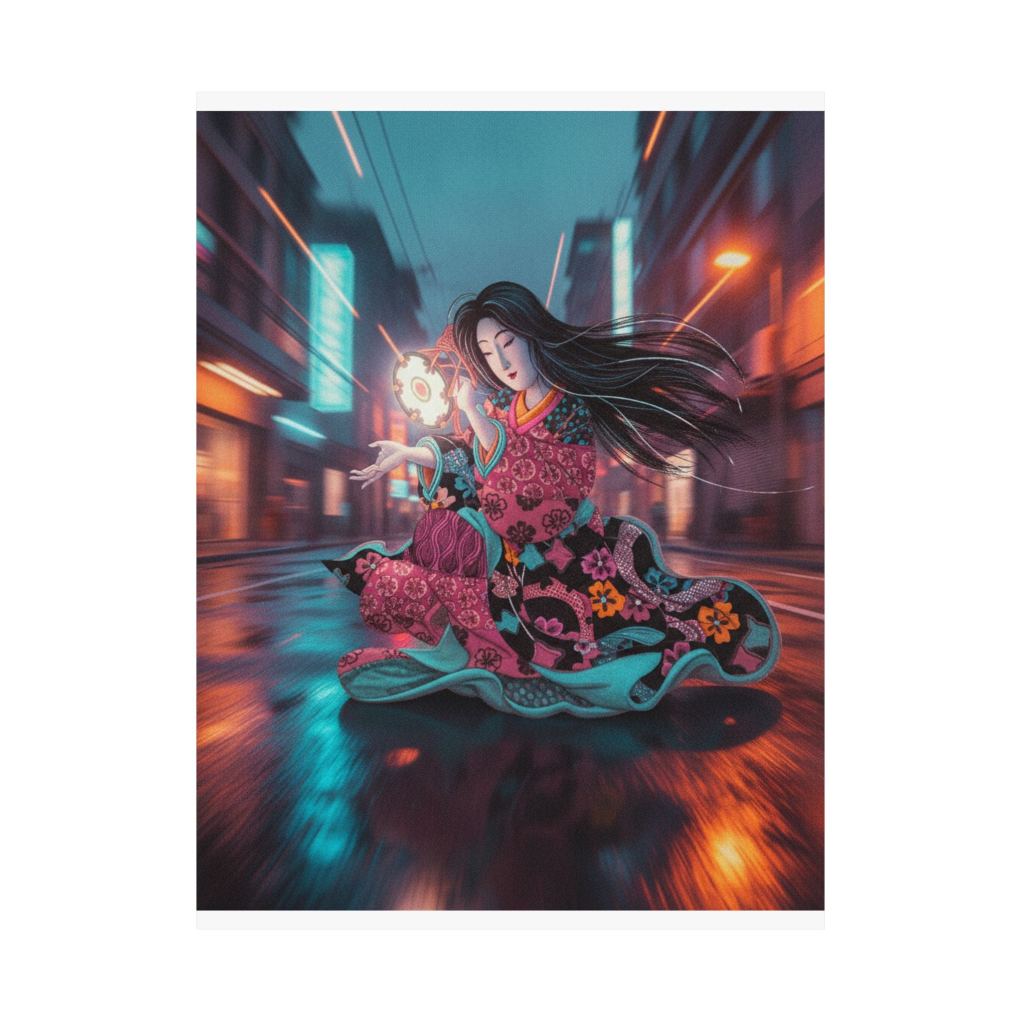 Fast Furious — Woman Playing The Tsuzumi — Matte Poster