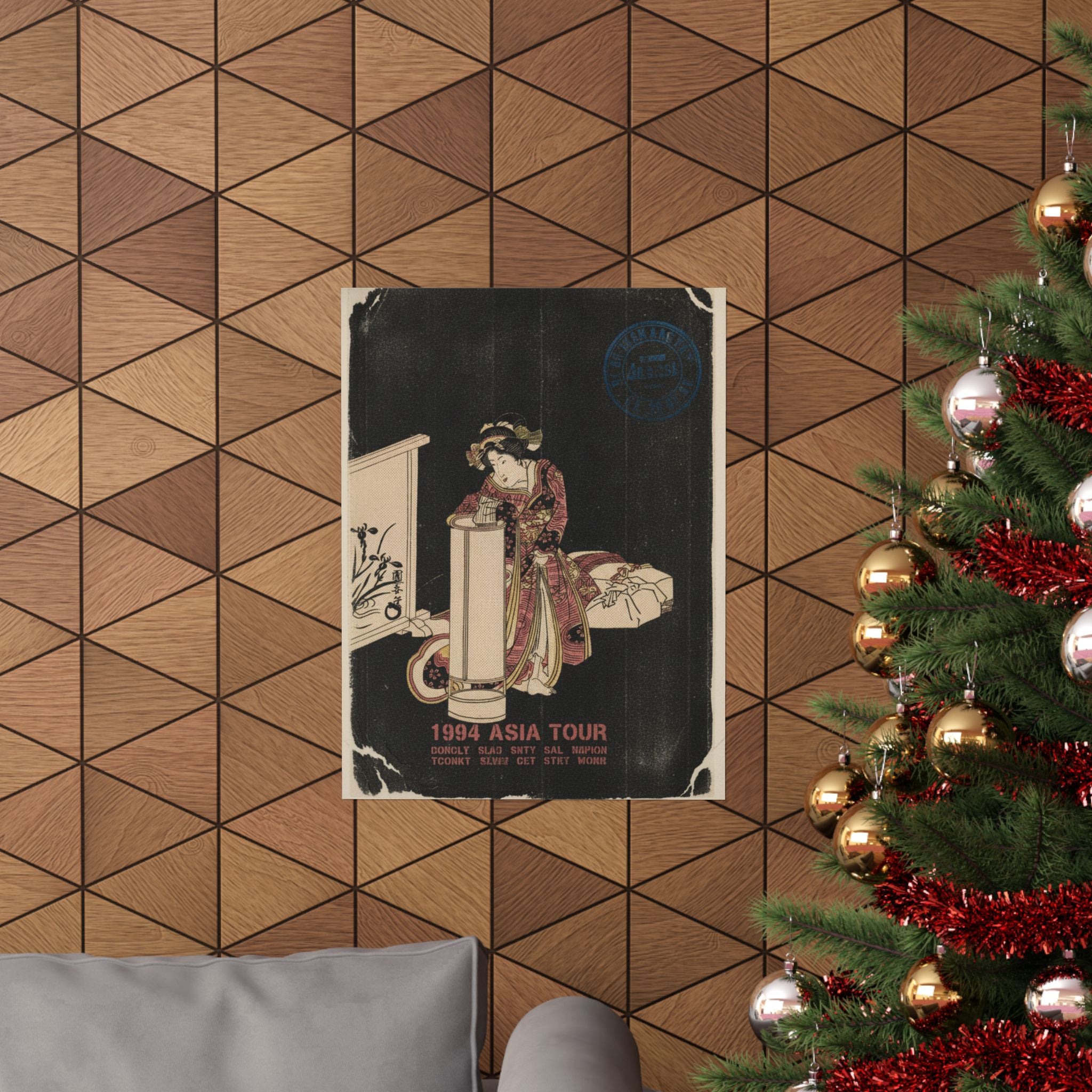 Vintage Bootleg — Young Woman Leaning Over A Tall Lamp — Matte Poster