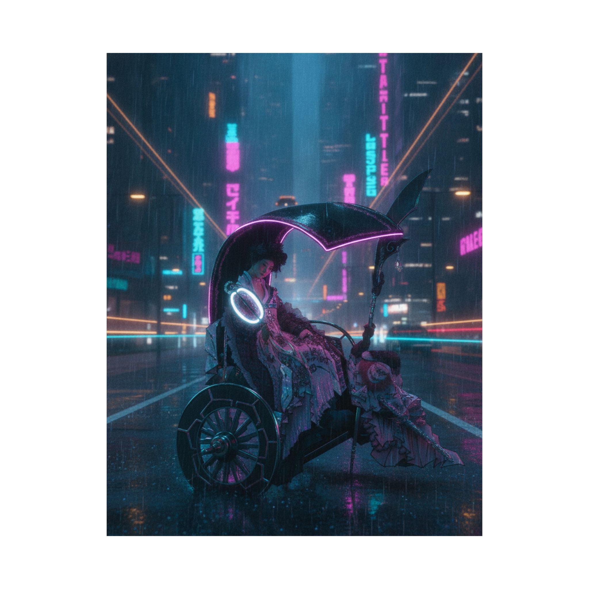 Neon Noir — Lady In A Chariot — Matte Poster