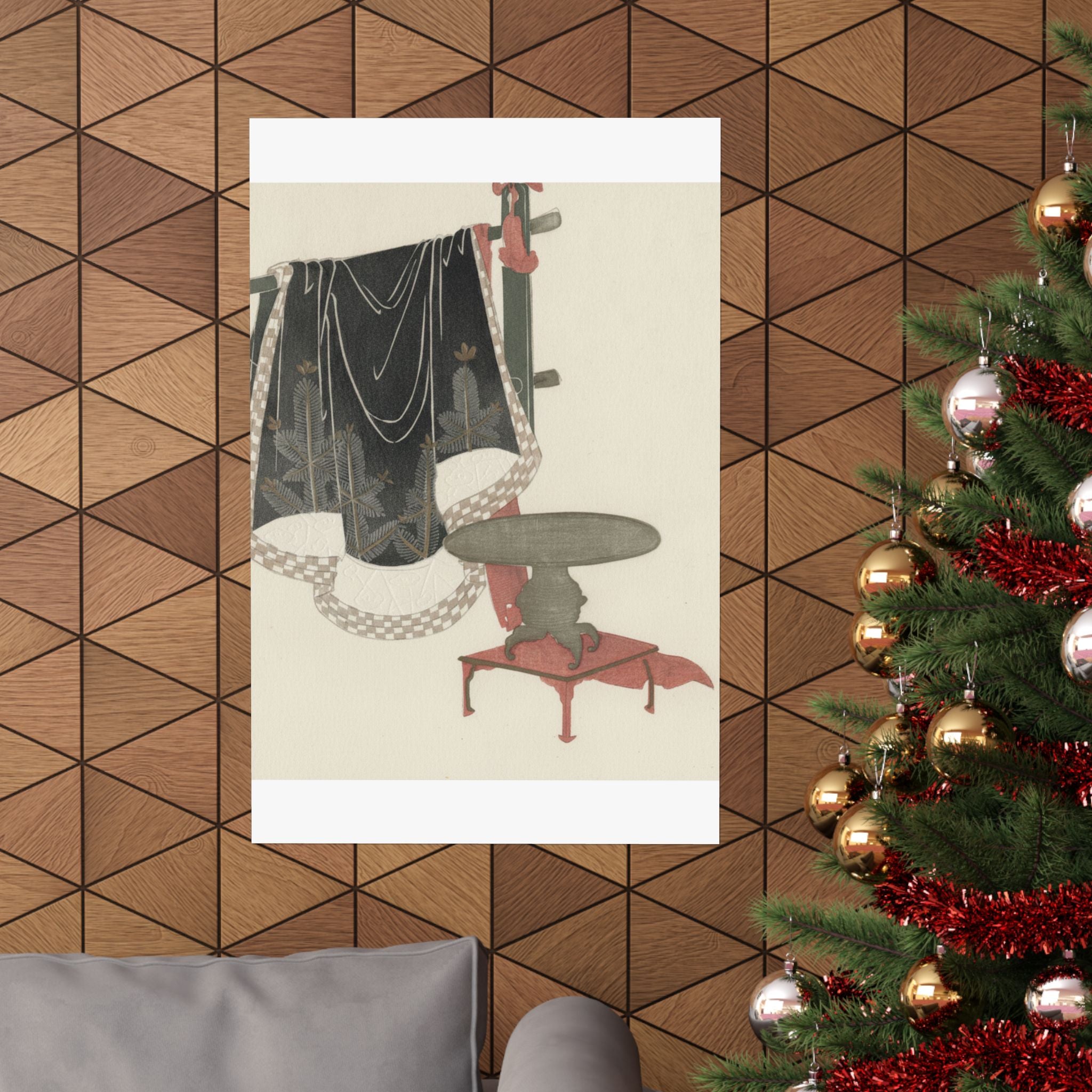 Botanical — Flower Vase With Stand; Dress Hanging On A Clothesrack — Matte Poster