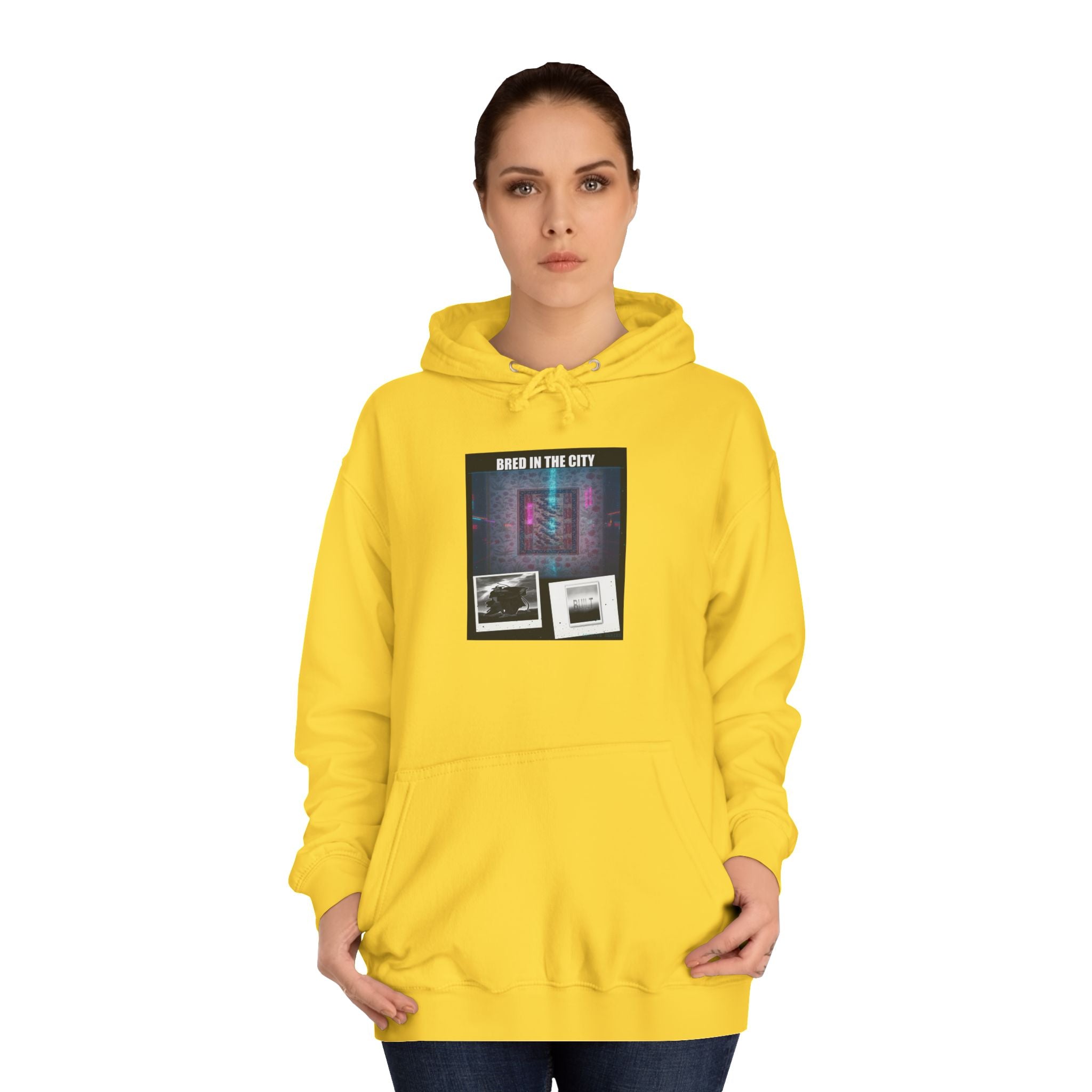 BRED IN THE CITY Purple Neon Collage Hoodie