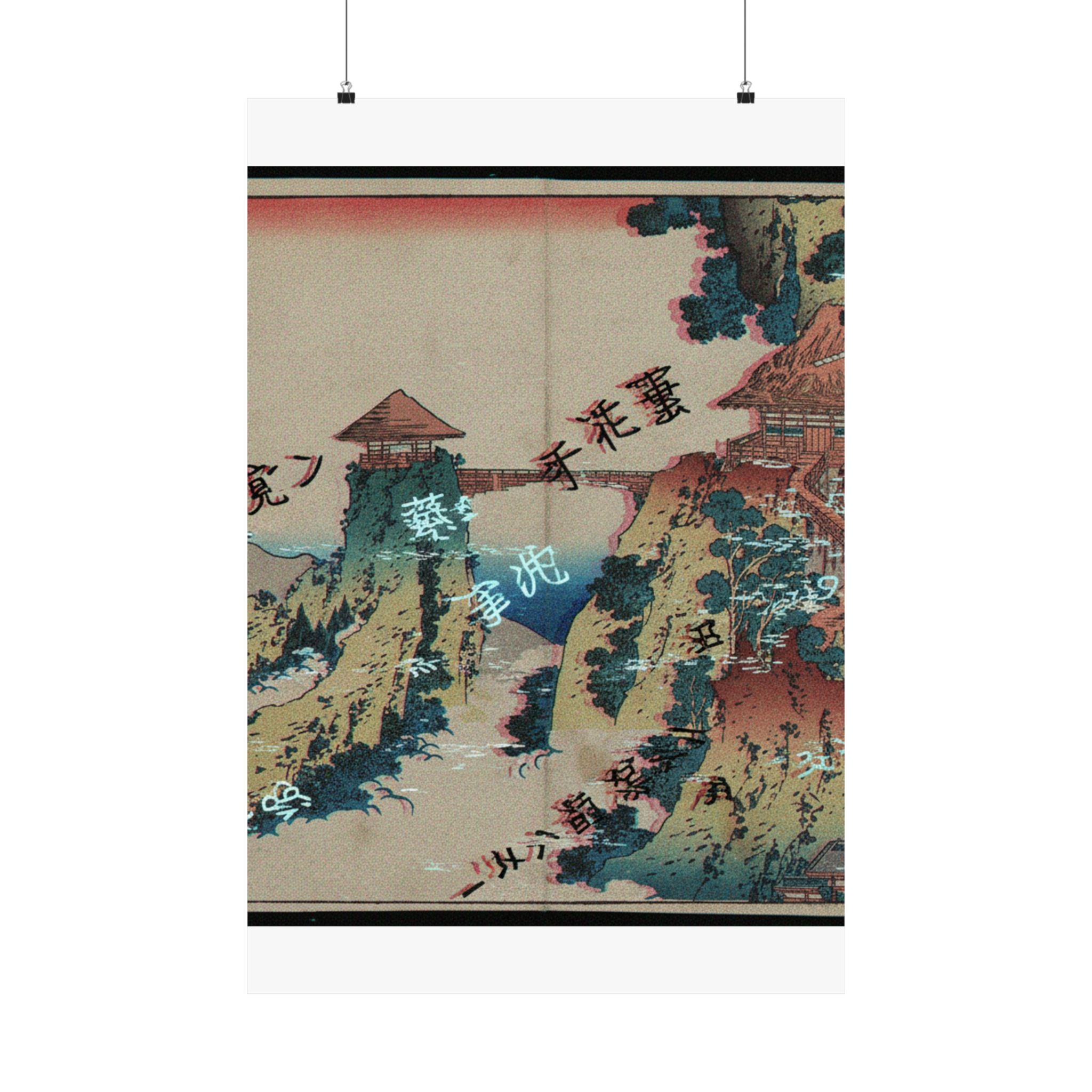 Glitch Culture — The Hanging-Cloud Bridge At Mount Gyōdō Near Ashikaga (Ashikaga Gyōdōzan Kumo No — Matte Poster