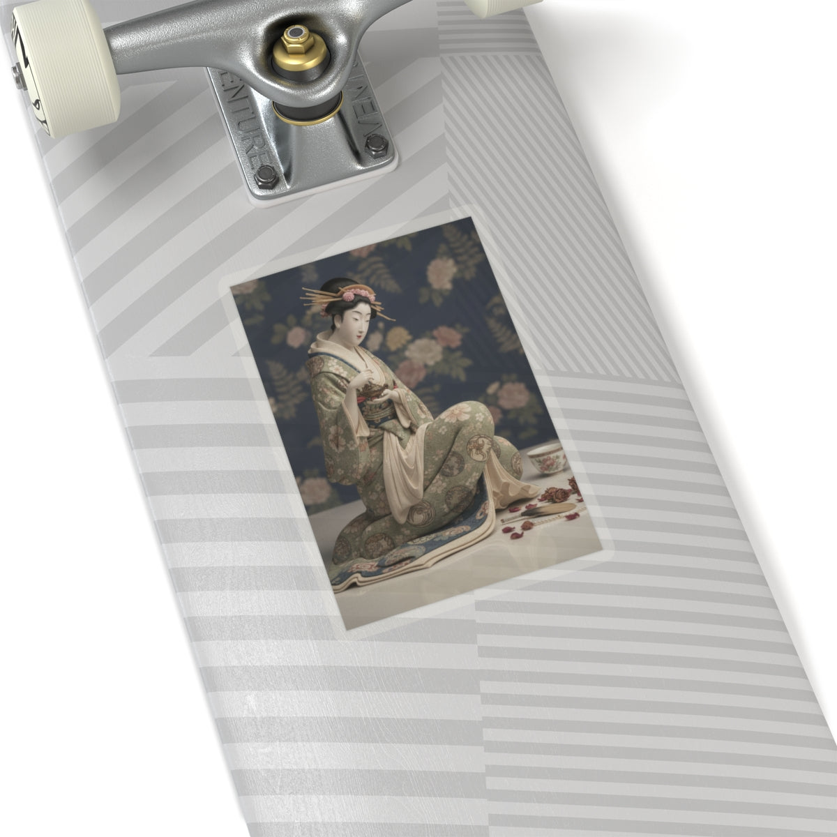 Product Marketing — Konosato Of Takeya Seated, Holding An Incense Burner — Kiss-Cut Sticker