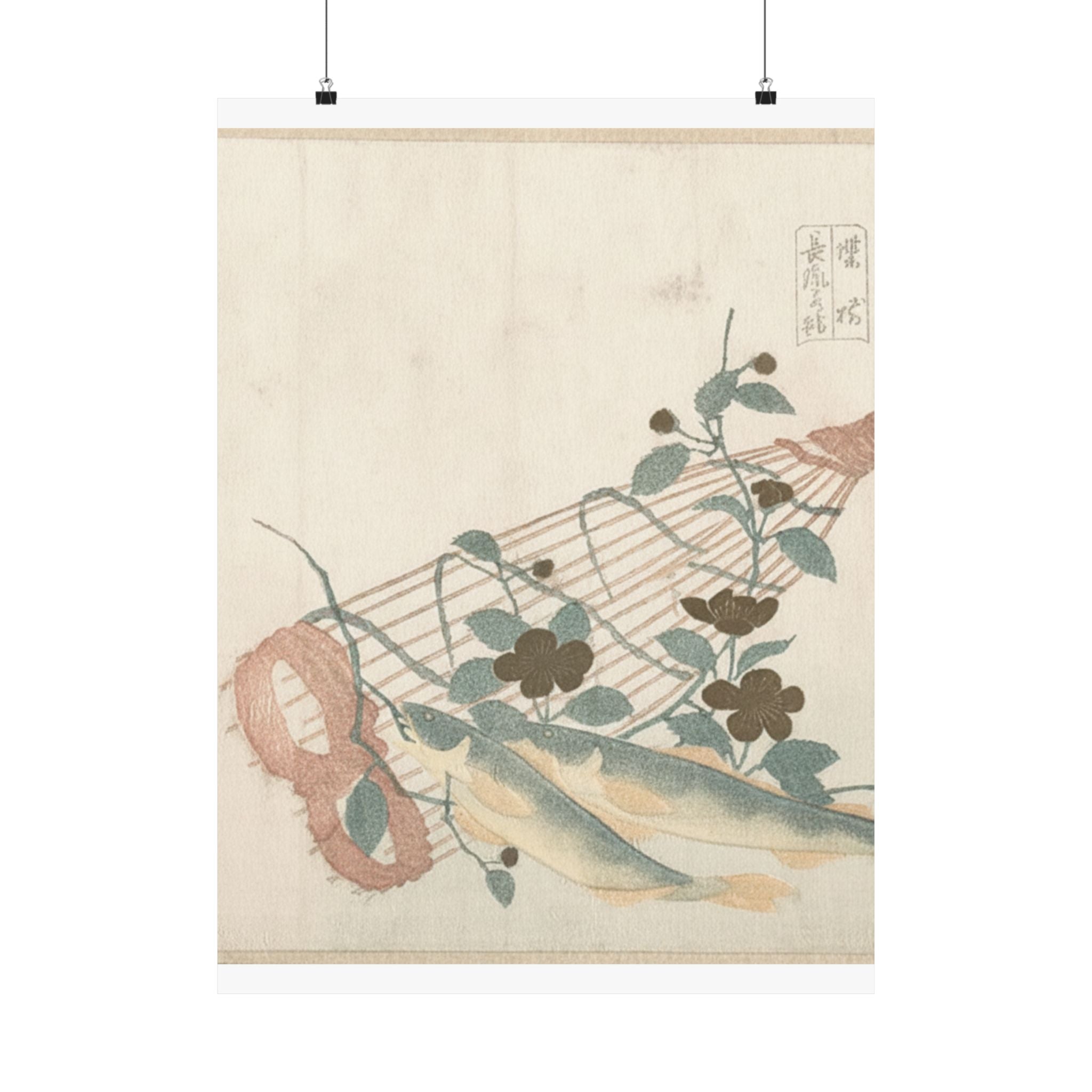 Botanical — Sweet Fishes Of The Nagara River, With Baskets And Flowers — Matte Poster