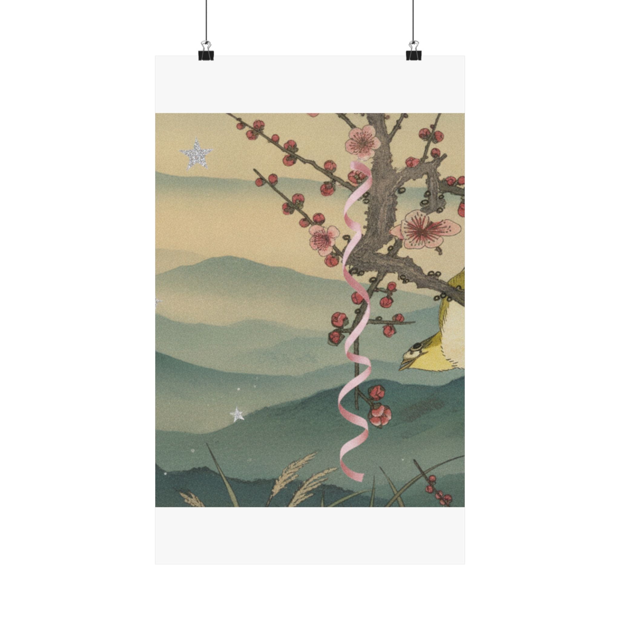 Scenic Nature — Bush Warbler On A Plum Branch (Ume Ni Uguisu) — Matte Poster