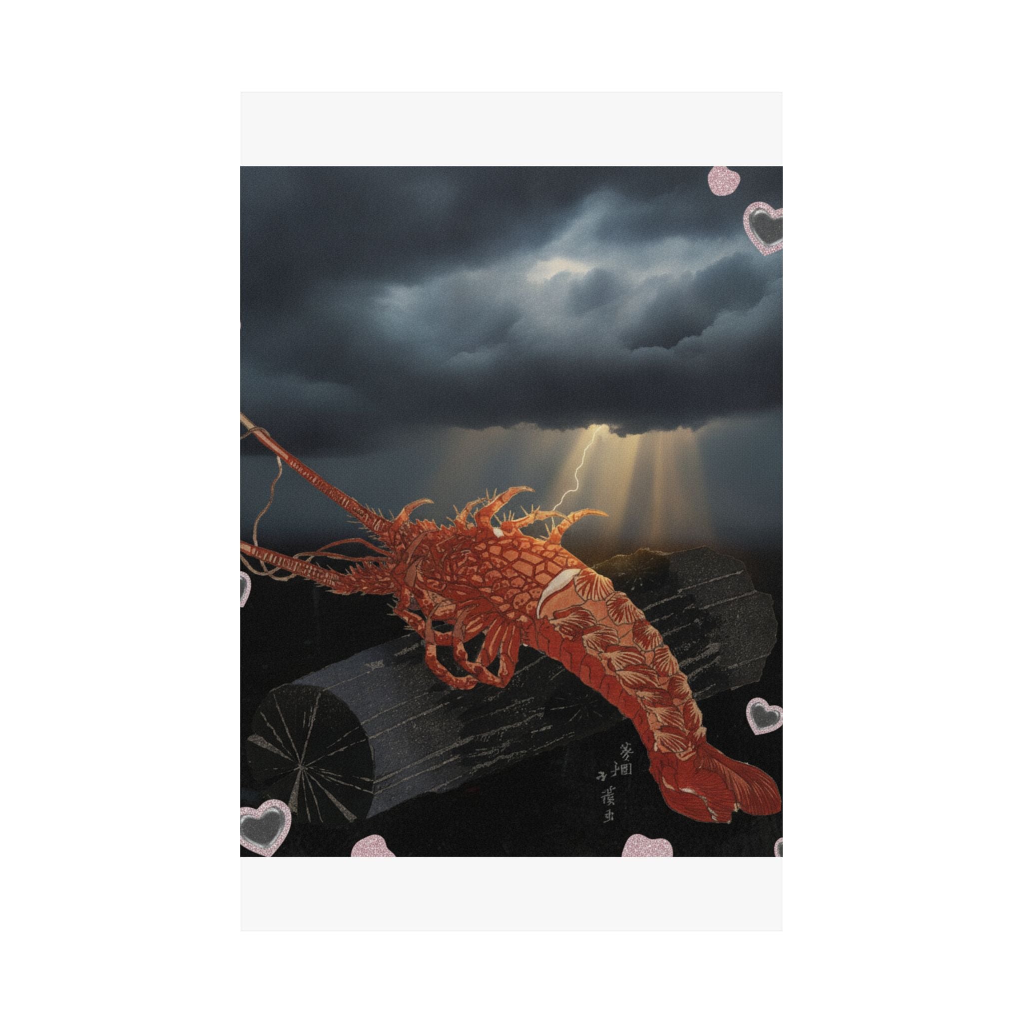 Dramatic Storm — Lobster On A Piece Of Charcoal — Matte Poster