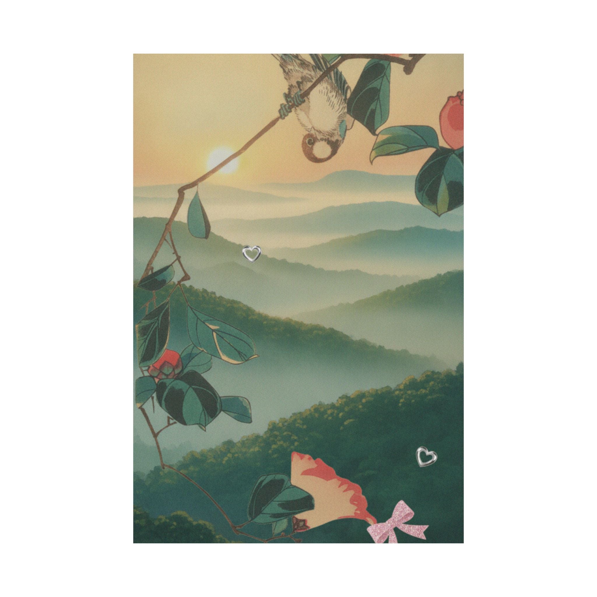 Scenic Nature — Camellia And Bullfinch — Matte Poster