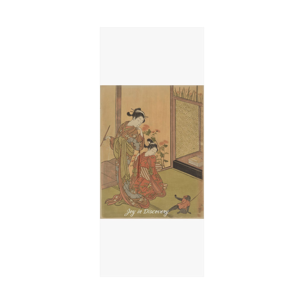 Affirmation — Two Girls Looking At A Monkey On A Leash — Matte Poster