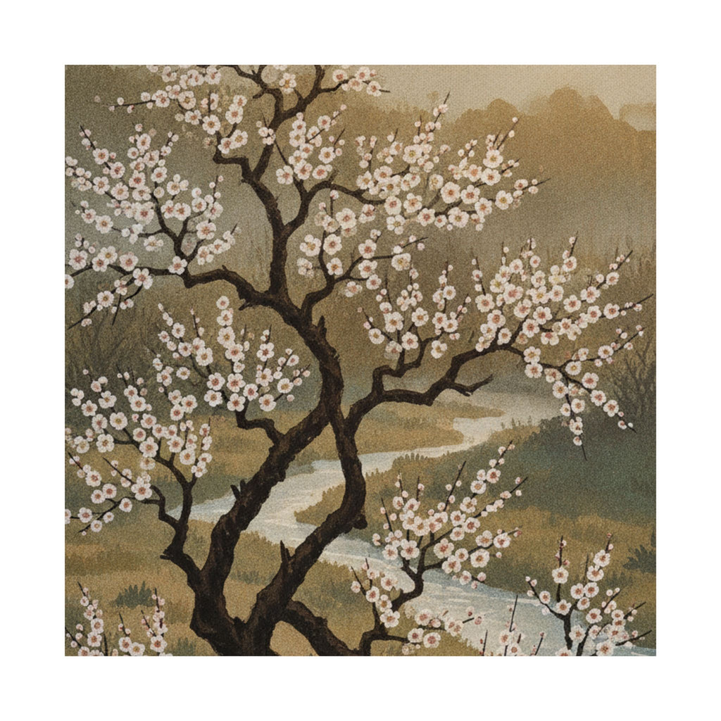 Scenic Nature — Plum Tree In Blossom — Matte Poster