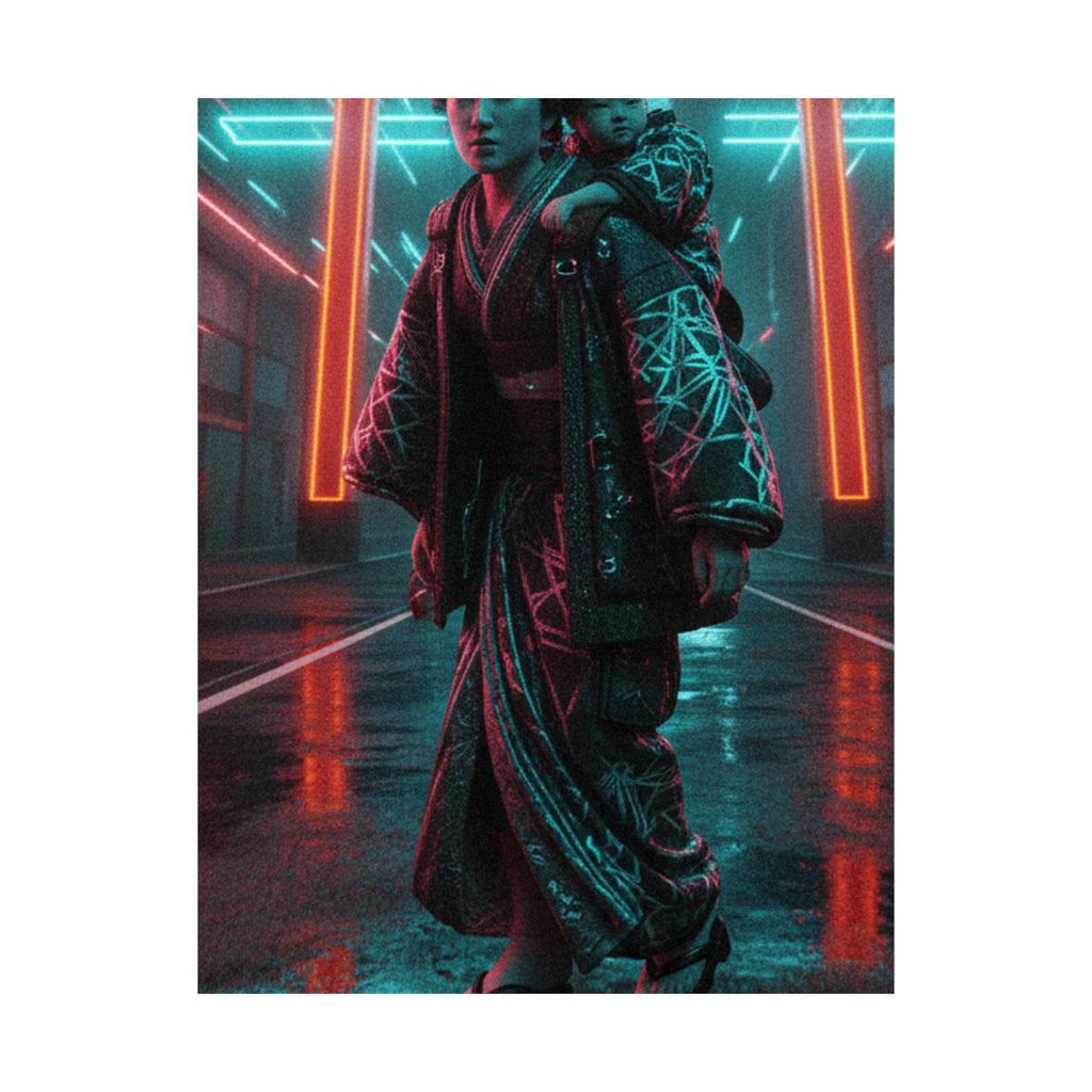 Fast Furious — A Woman Carrying A Child On Her Back Near The Entrance To A Temple — Matte Poster