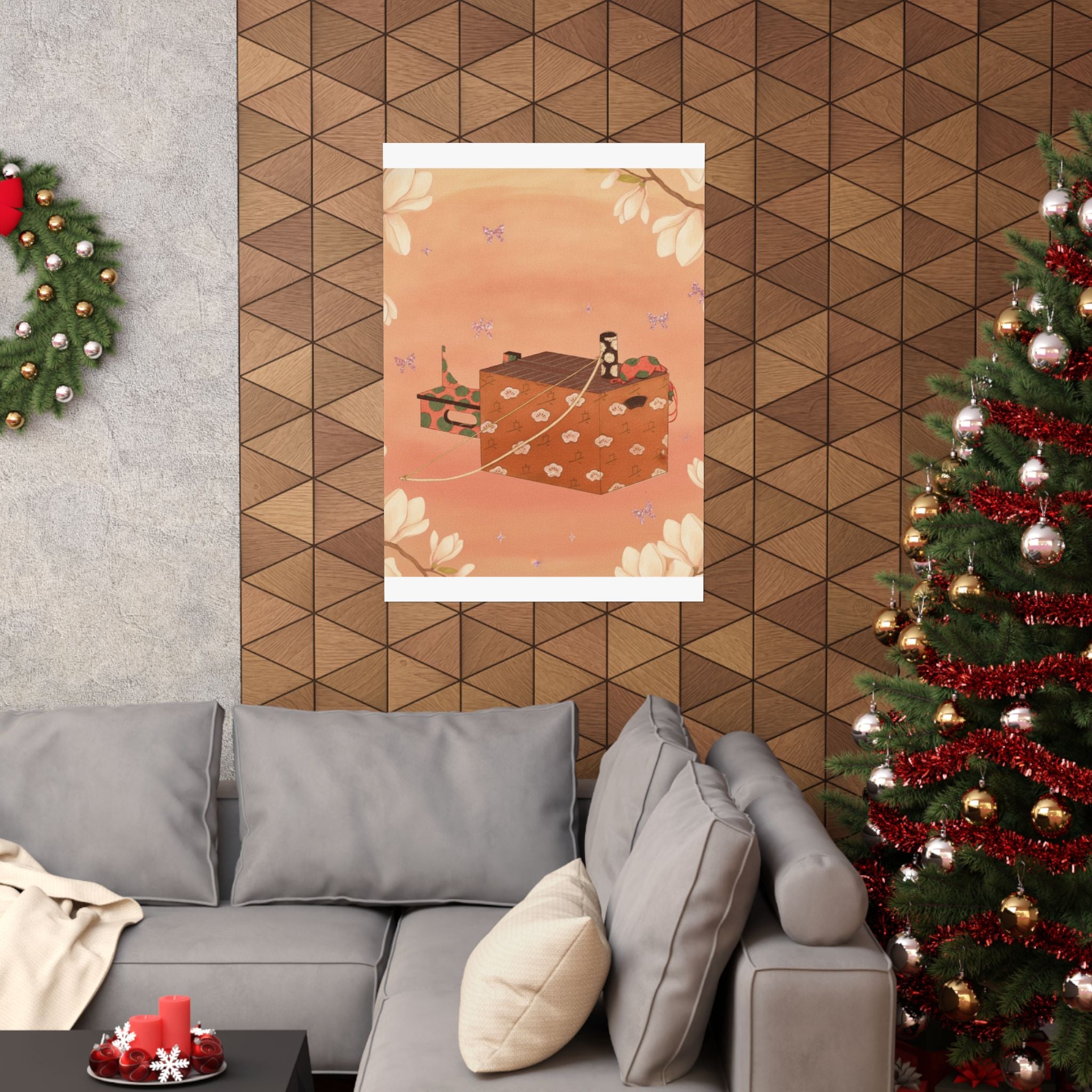 Southern Sunset — Box For Sugoroku Game (A Kind Of Backgammon), Bow And Drum — Matte Poster