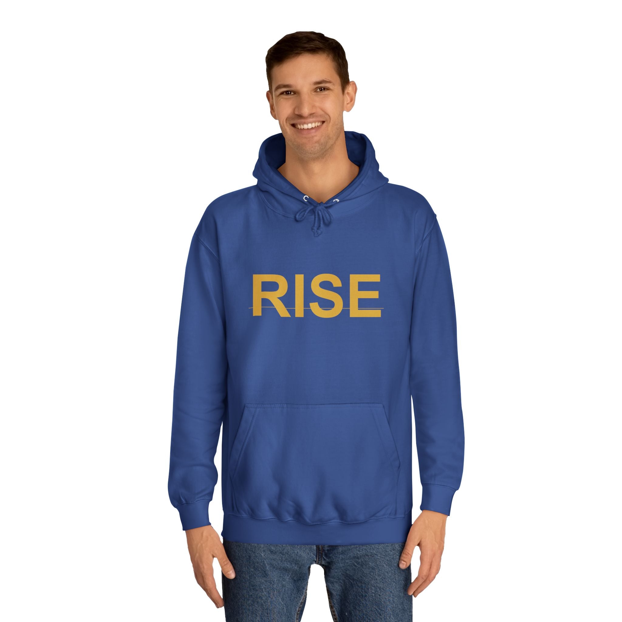 RISE Gold Block Letter Minimal Typography Hoodie
