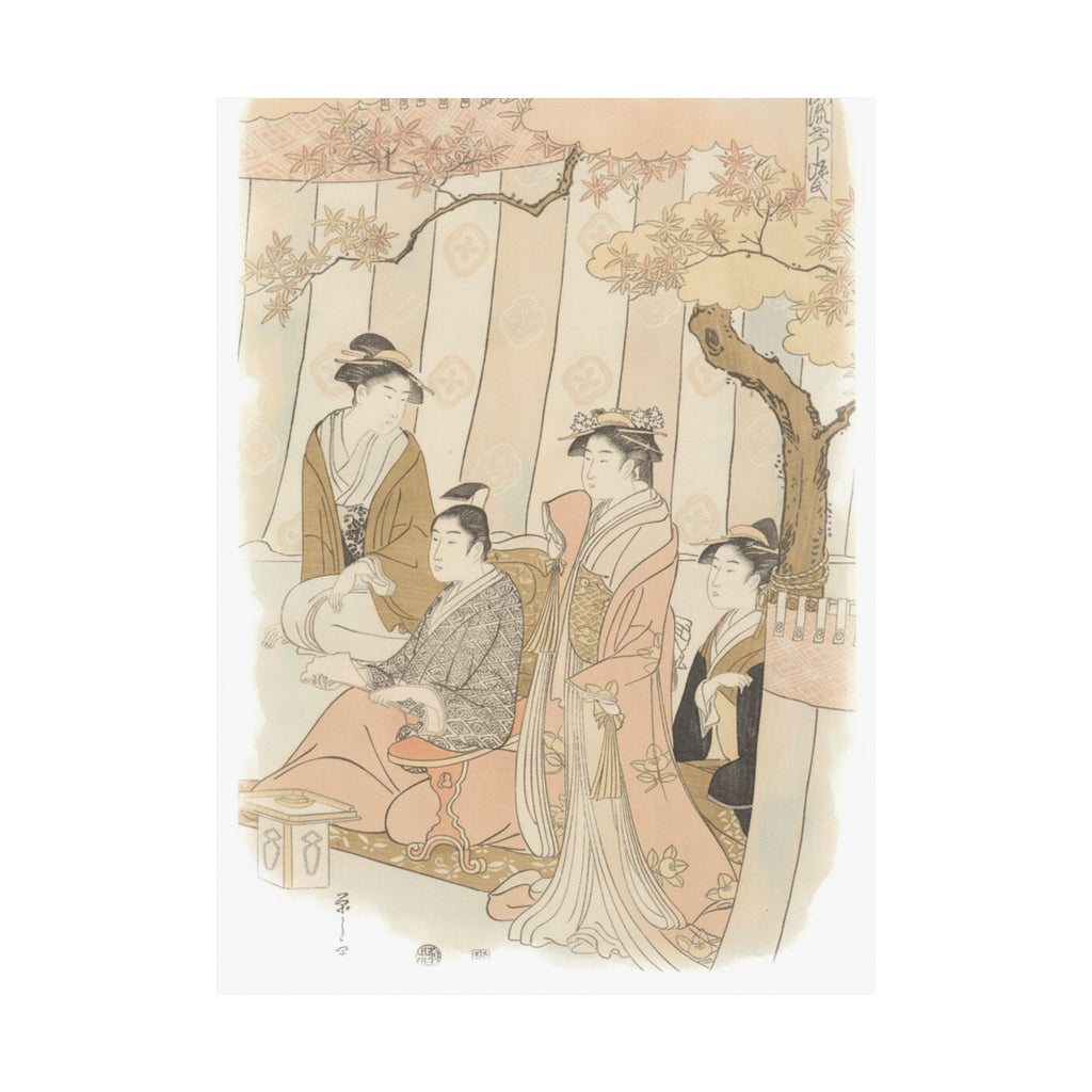 Watercolor — Prince Genji And Three Young Women — Matte Poster