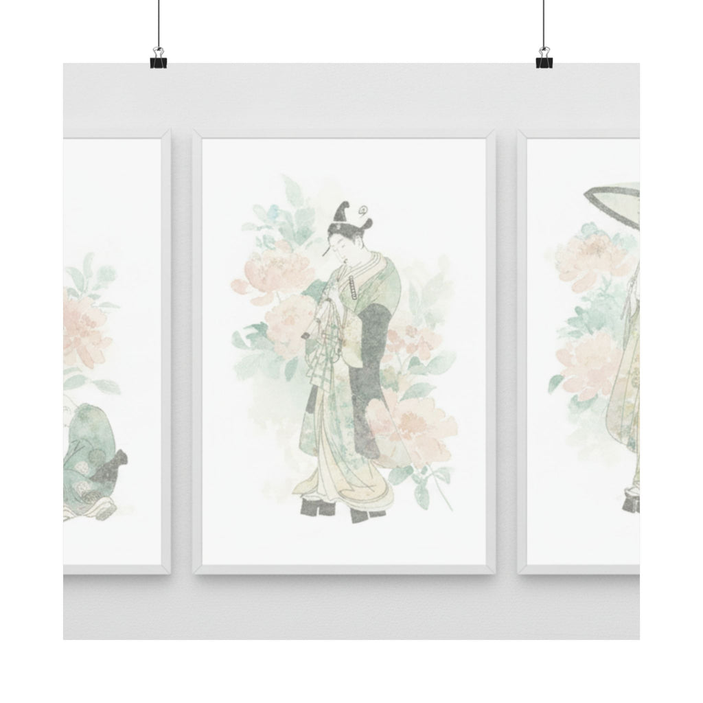 Watercolor — Tripytych Of Young Men — Matte Poster