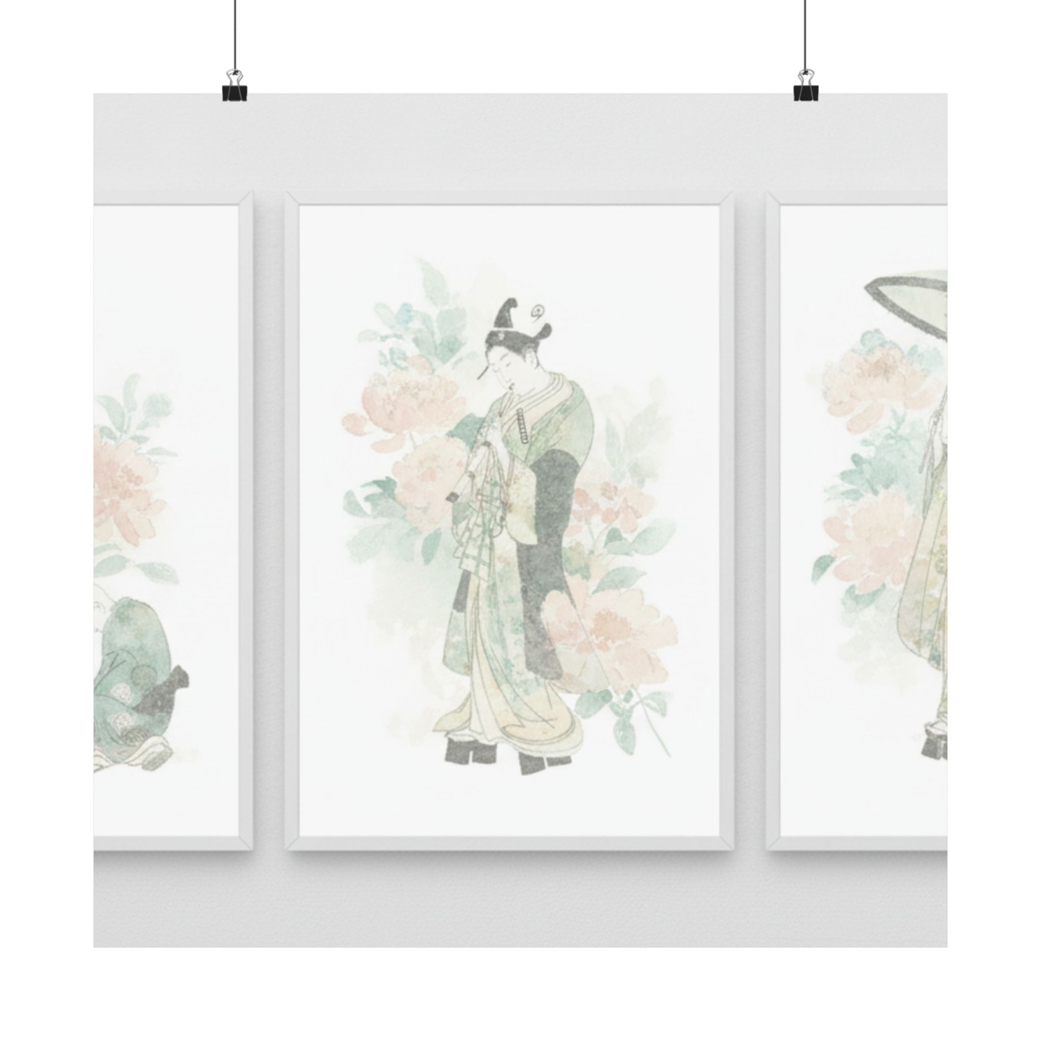 Watercolor — Tripytych Of Young Men — Matte Poster