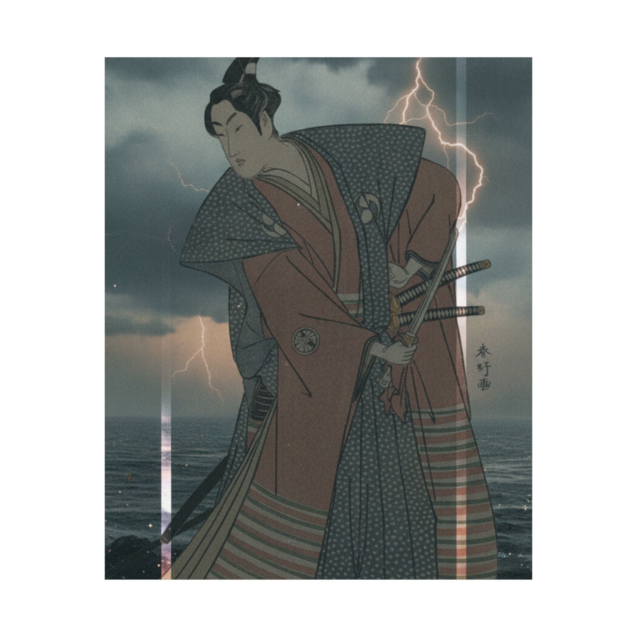 Dramatic Storm — The Third Segawa Kikunojo In The Role Of Oboshi Rikiya — Matte Poster