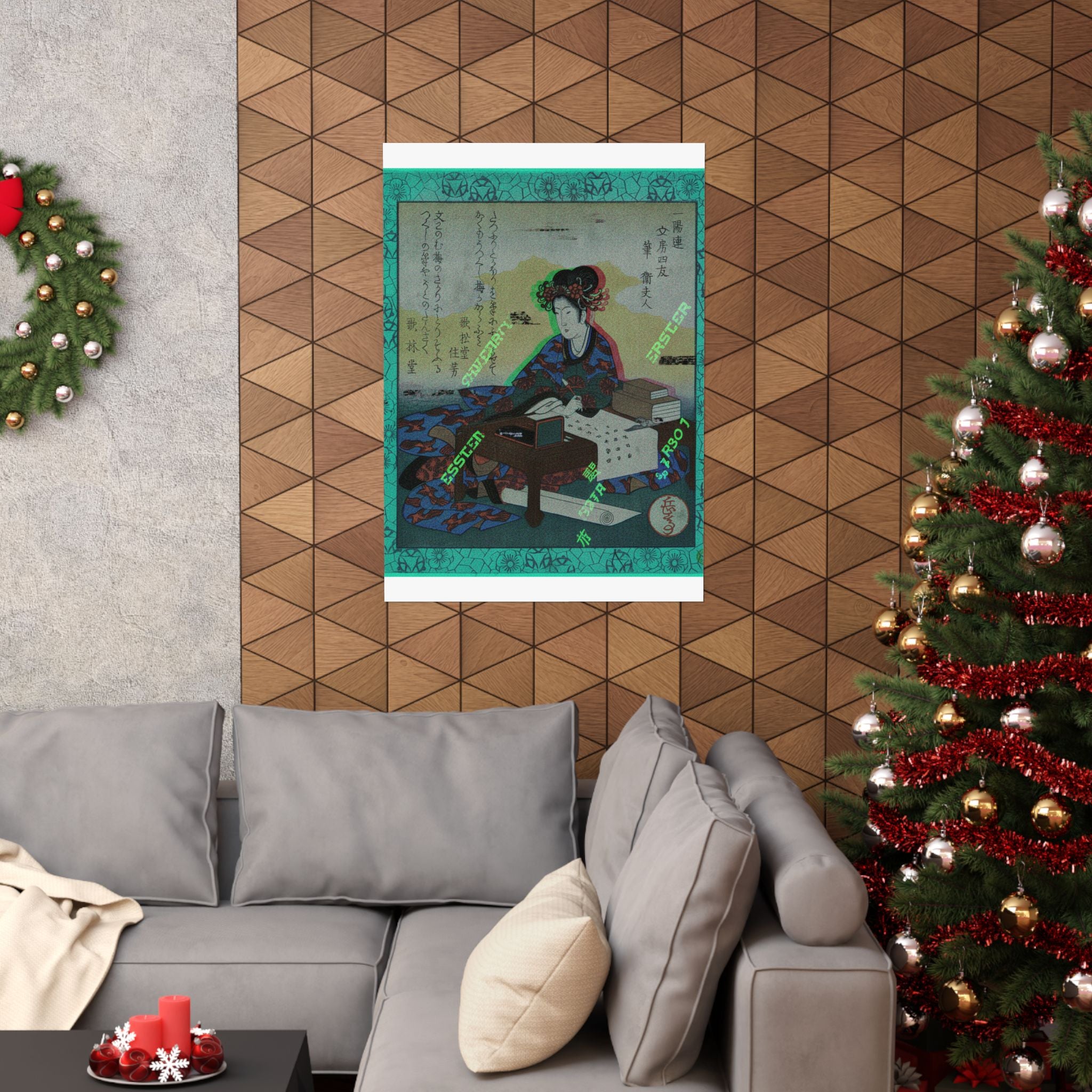 Glitch Culture — Chinese Lady Seated At A Table, Composing An Ode — Matte Poster