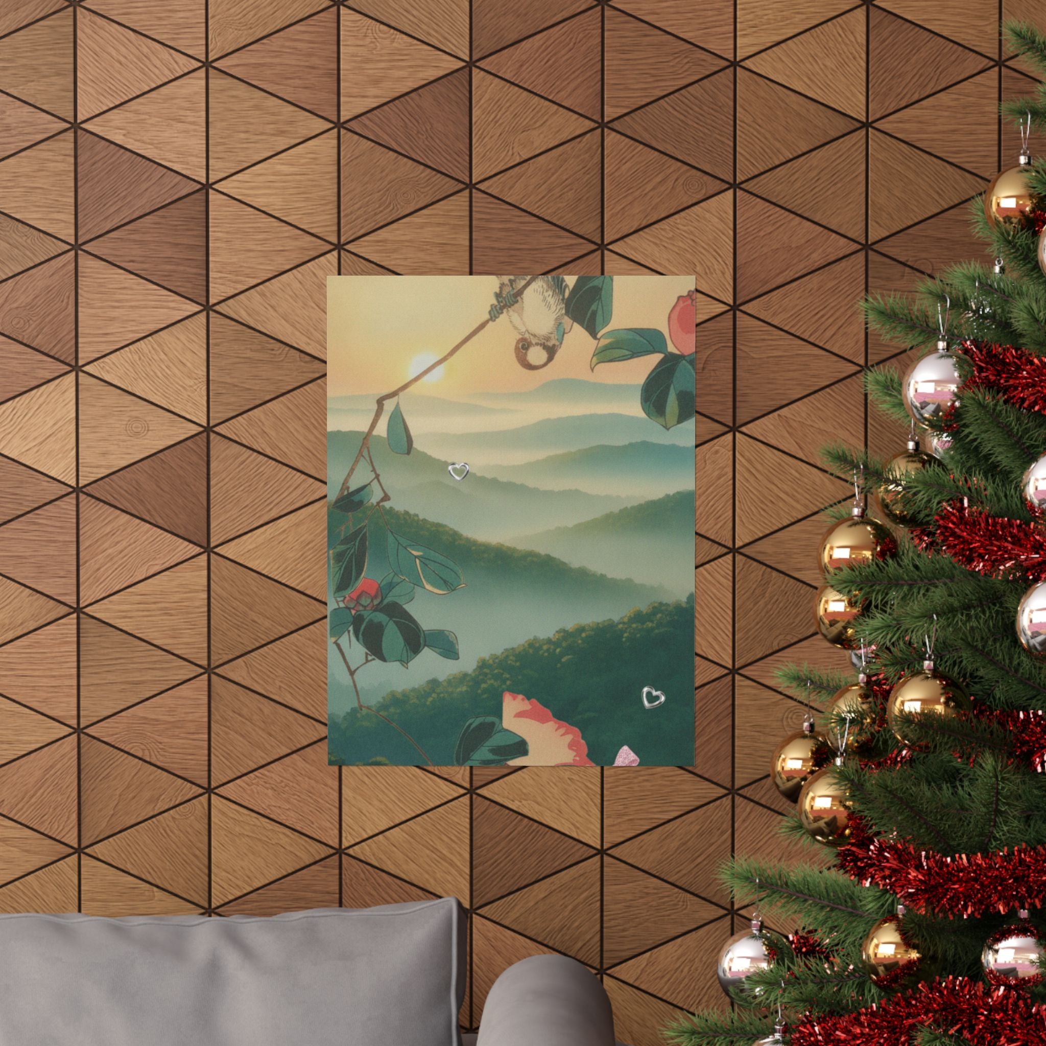 Scenic Nature — Camellia And Bullfinch — Matte Poster