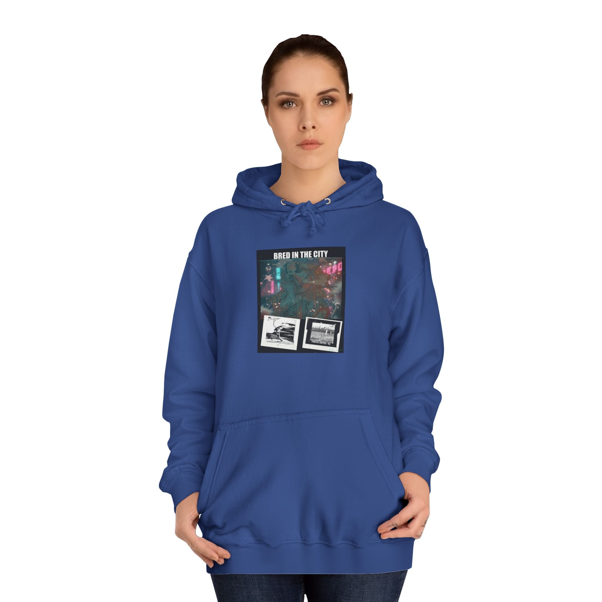 Bred In The City Neon Car Polaroid Collage Hoodie