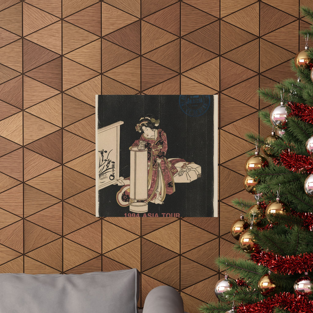 Vintage Bootleg — Young Woman Leaning Over A Tall Lamp — Matte Poster