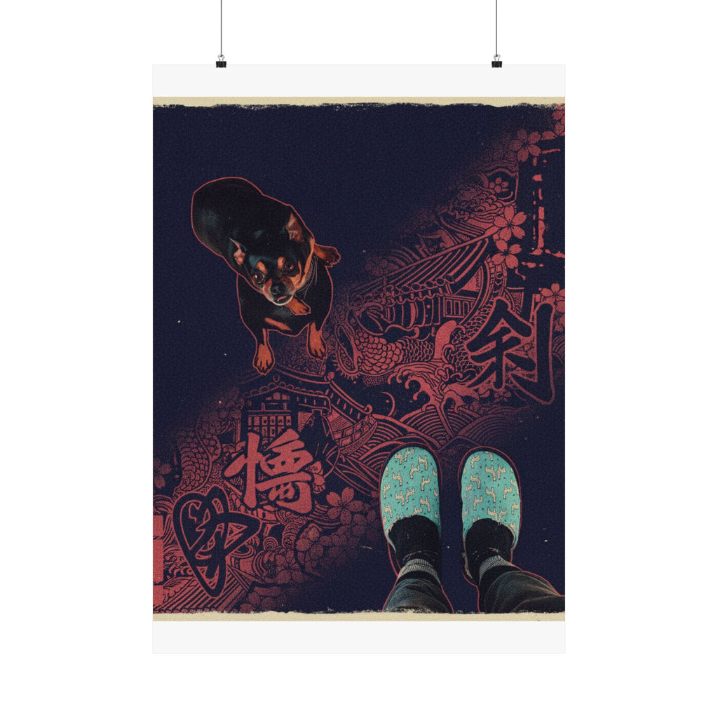 Japanese Street — Dog — Matte Poster