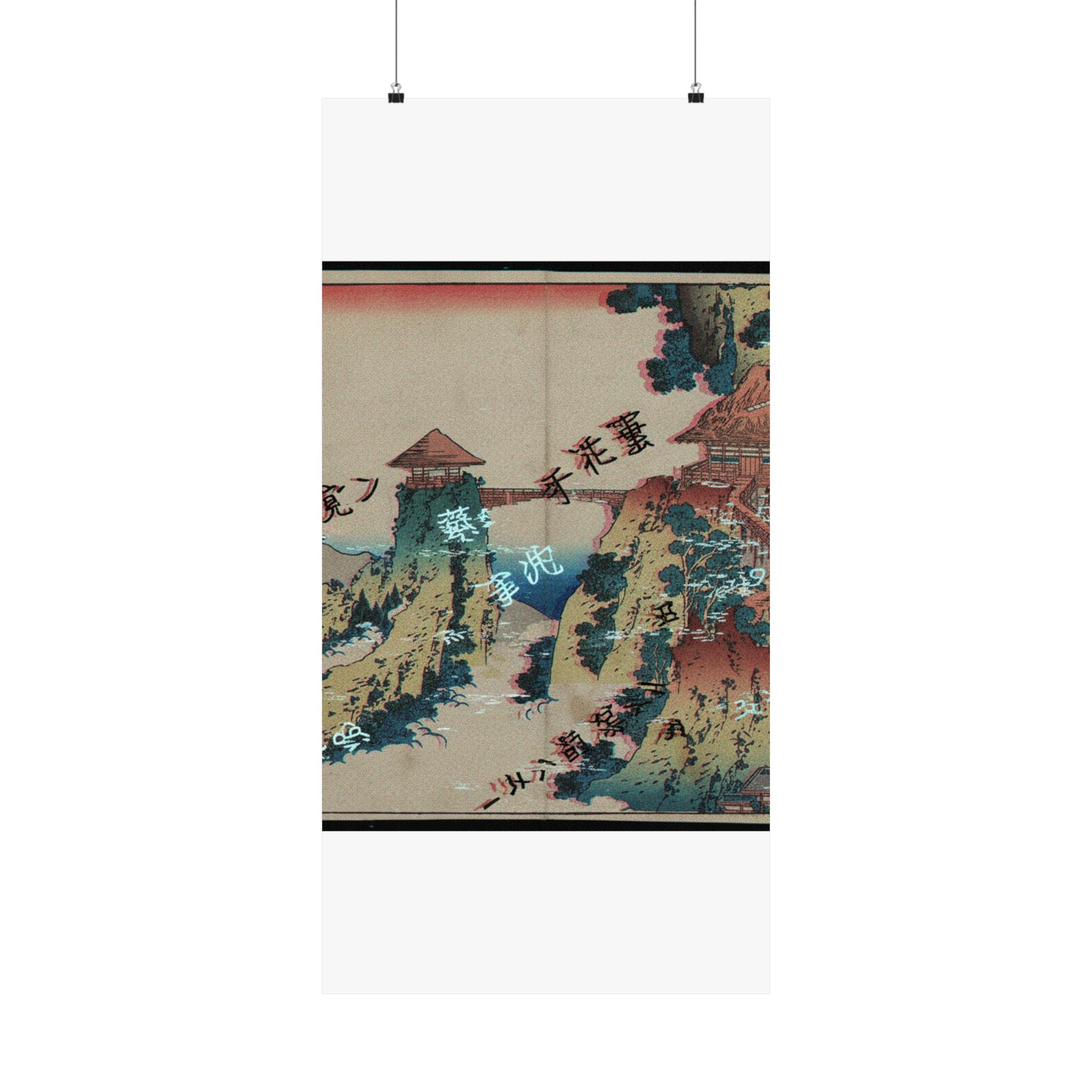 Glitch Culture — The Hanging-Cloud Bridge At Mount Gyōdō Near Ashikaga (Ashikaga Gyōdōzan Kumo No — Matte Poster