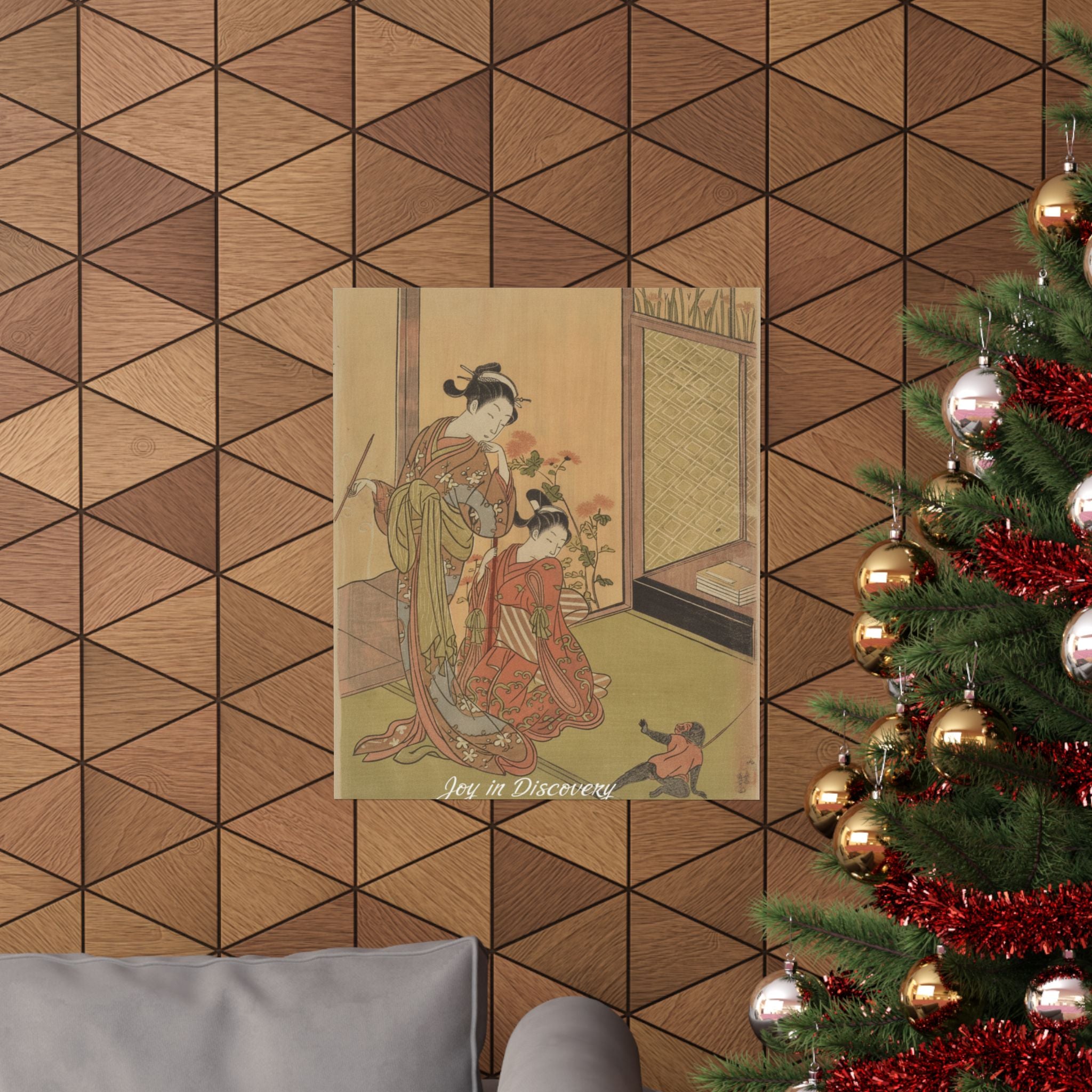 Affirmation — Two Girls Looking At A Monkey On A Leash — Matte Poster