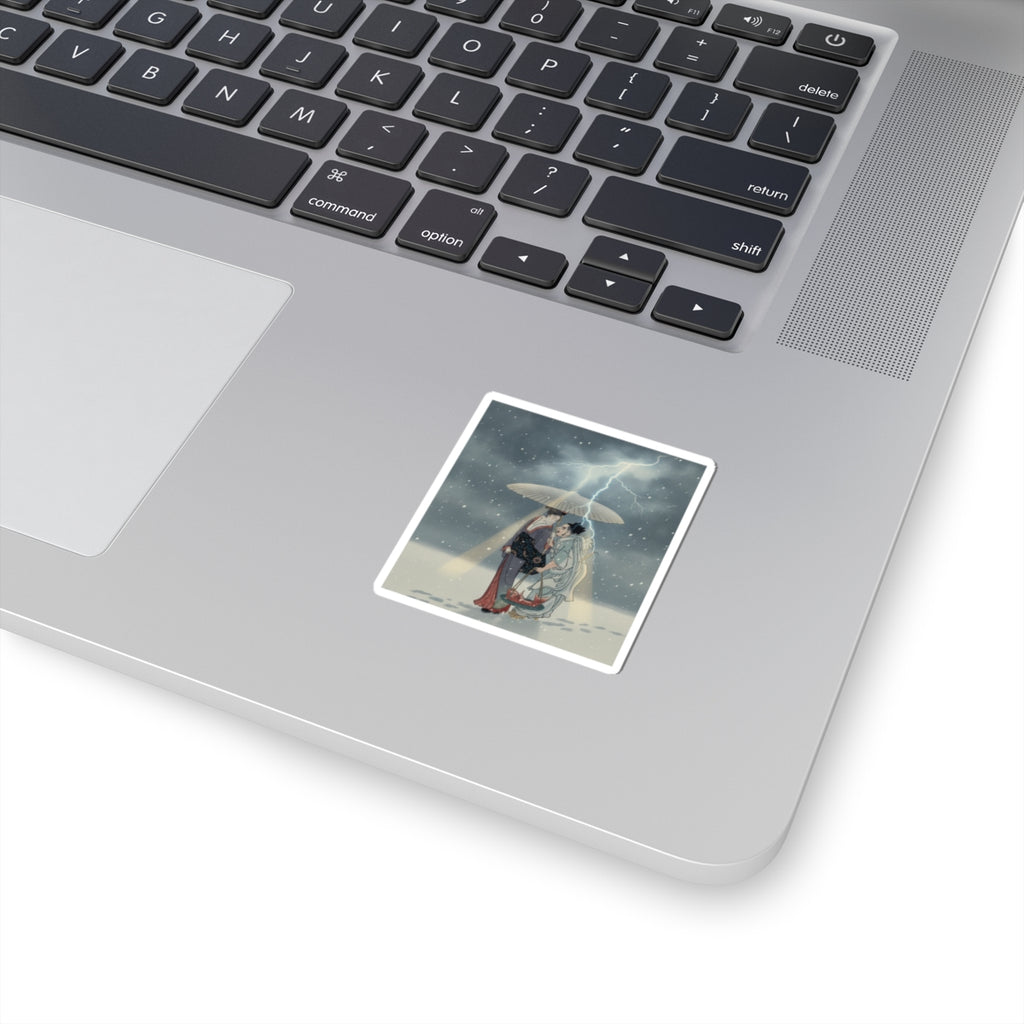 Dramatic Storm — Ebisu And Benten Walking In The Snow — Kiss-Cut Sticker
