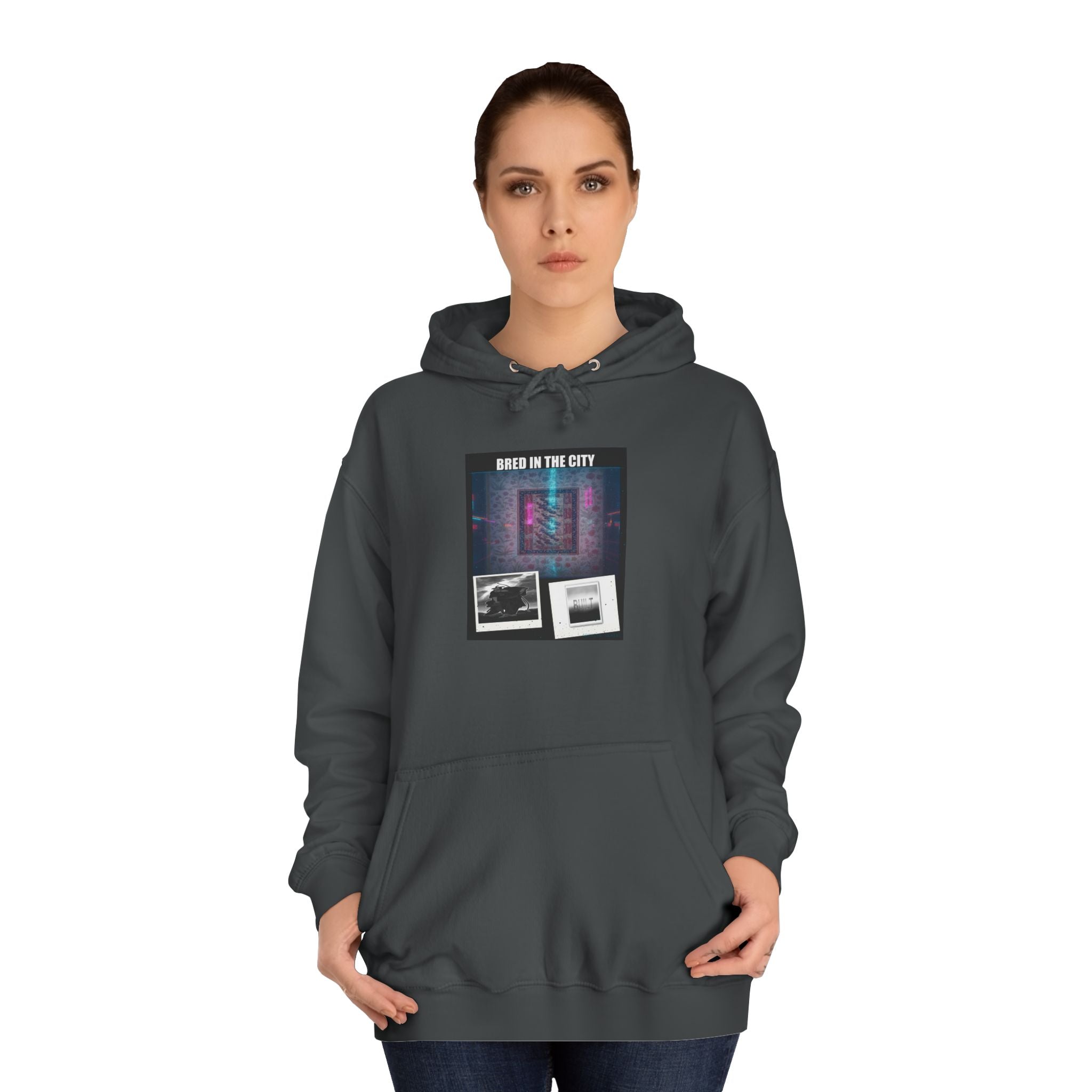 BRED IN THE CITY Purple Neon Collage Hoodie