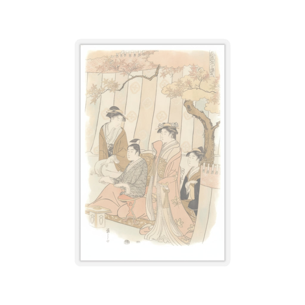 Watercolor — Prince Genji And Three Young Women — Kiss-Cut Sticker