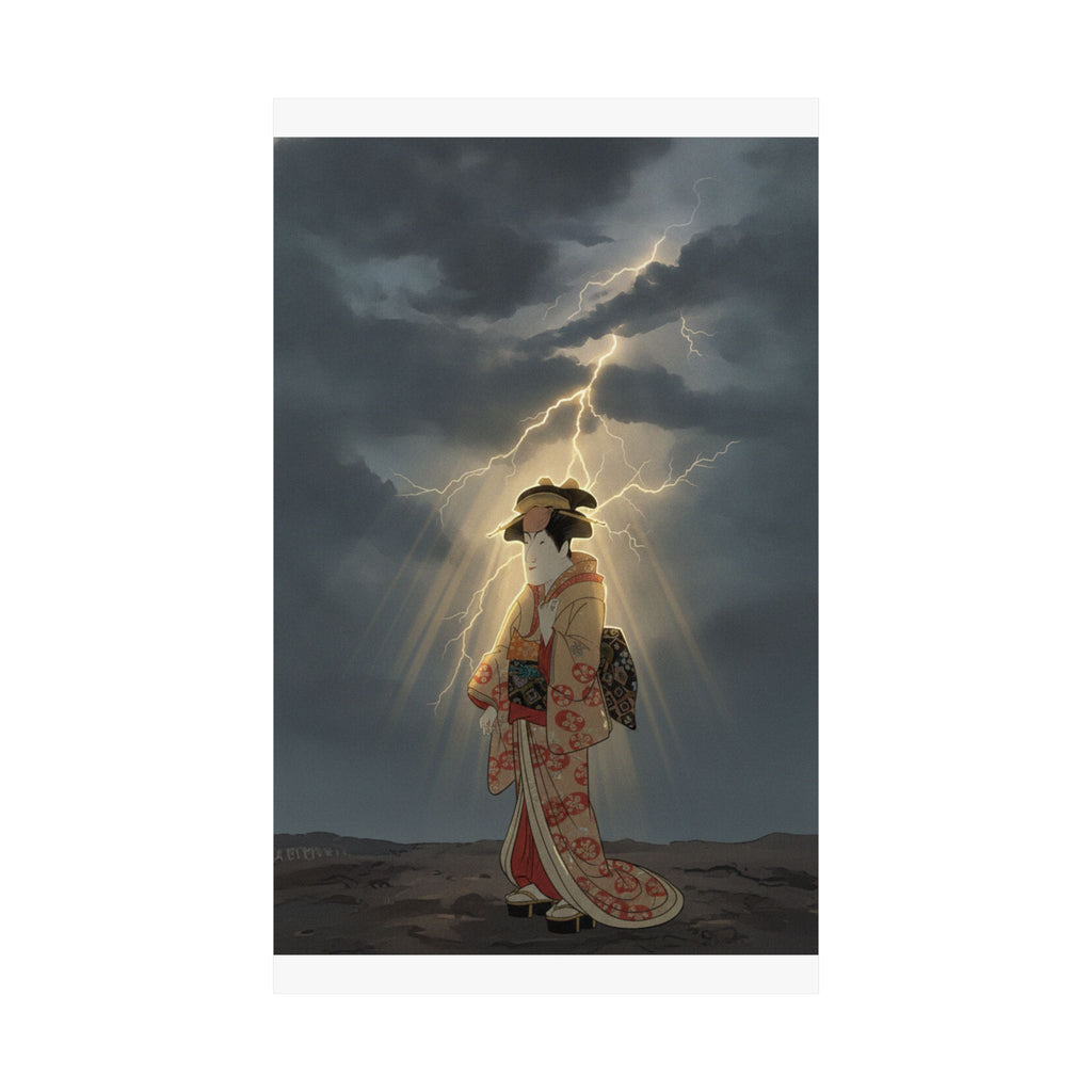 Dramatic Storm — Nakayama Tomisaburō As Miyagino In The Play "Katakiuchi Noriyaibanashi" — Matte Poster