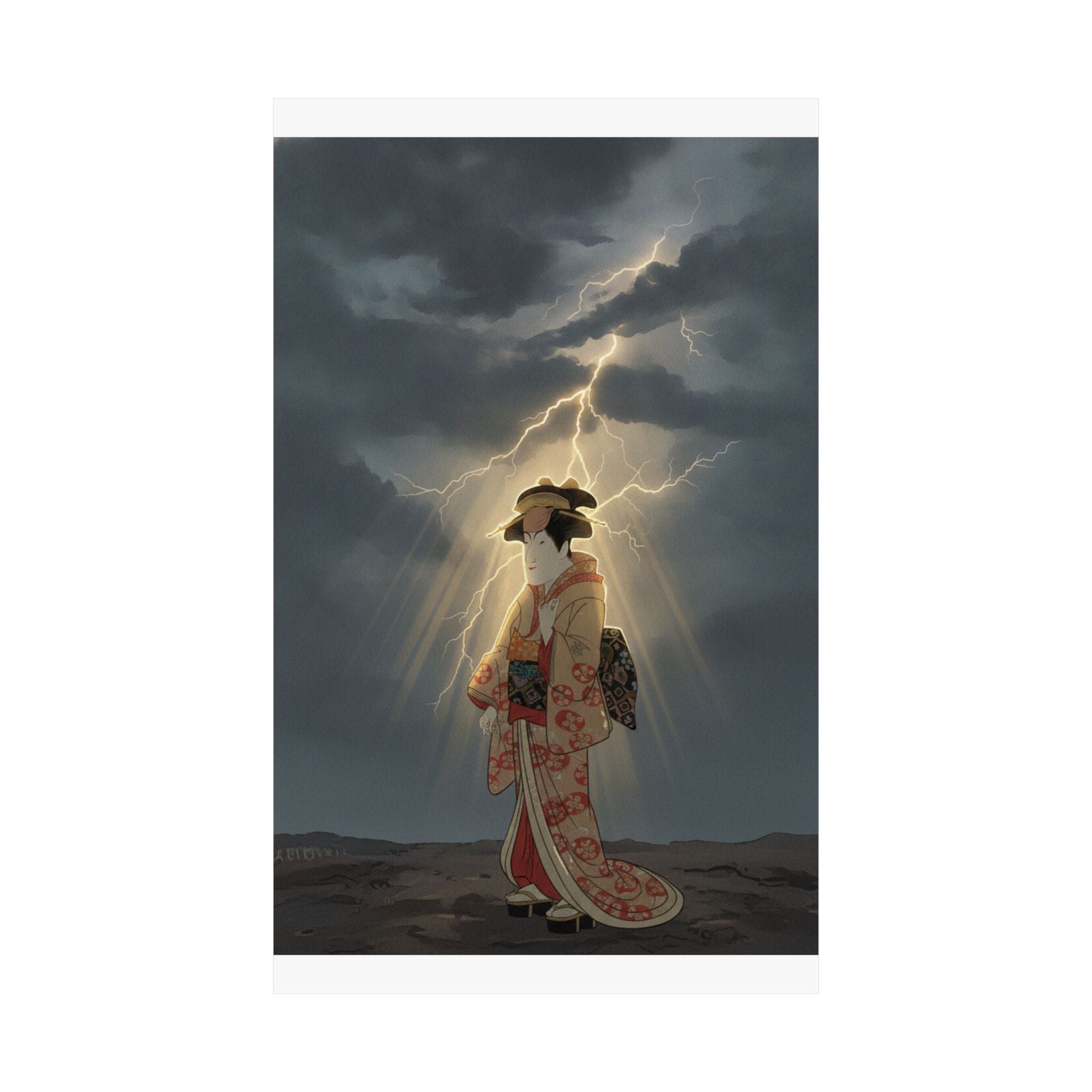 Dramatic Storm — Nakayama Tomisaburō As Miyagino In The Play "Katakiuchi Noriyaibanashi" — Matte Poster