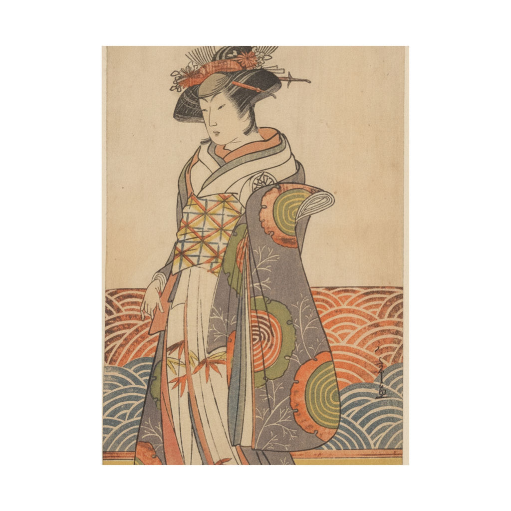 Product Marketing — The Third Segawa Kikunojo As A Woman Standing In A Room Having A Wave-Pattern Da — Matte Poster
