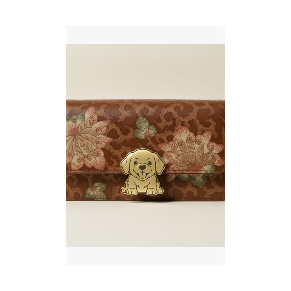 Product Marketing — Leather Purse With A Buckle In The Shape Of A Puppy — Matte Poster