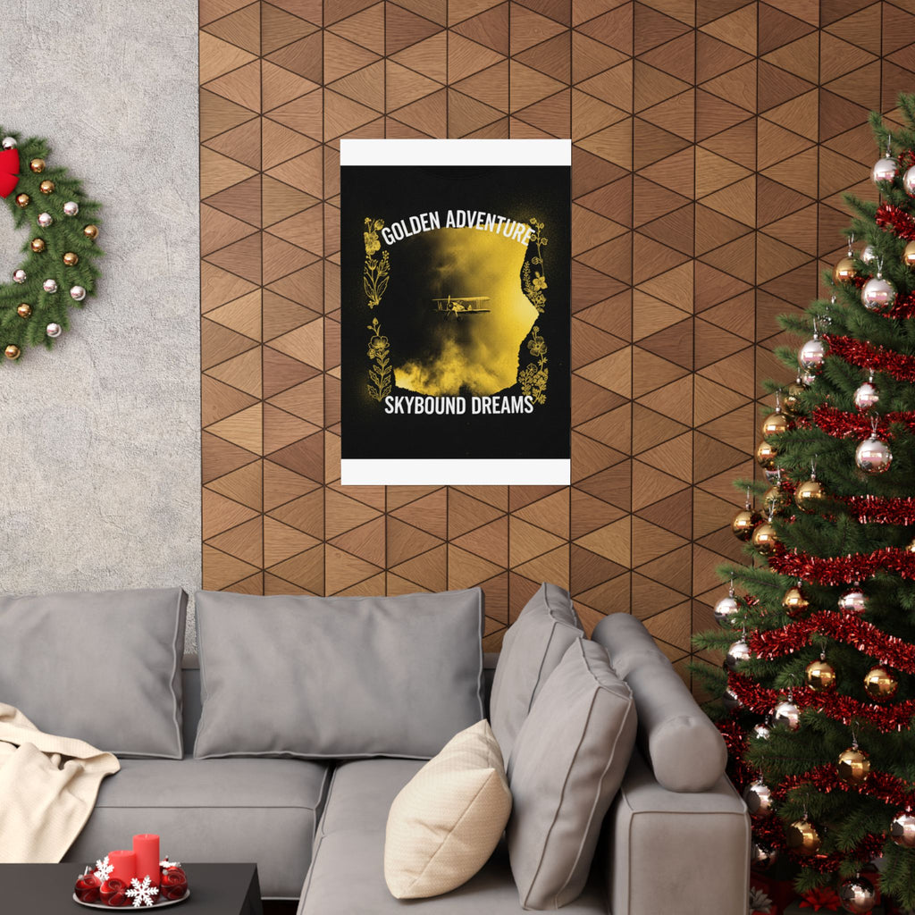 Golden Adventure Skybound Dreams Biplane Art Poster