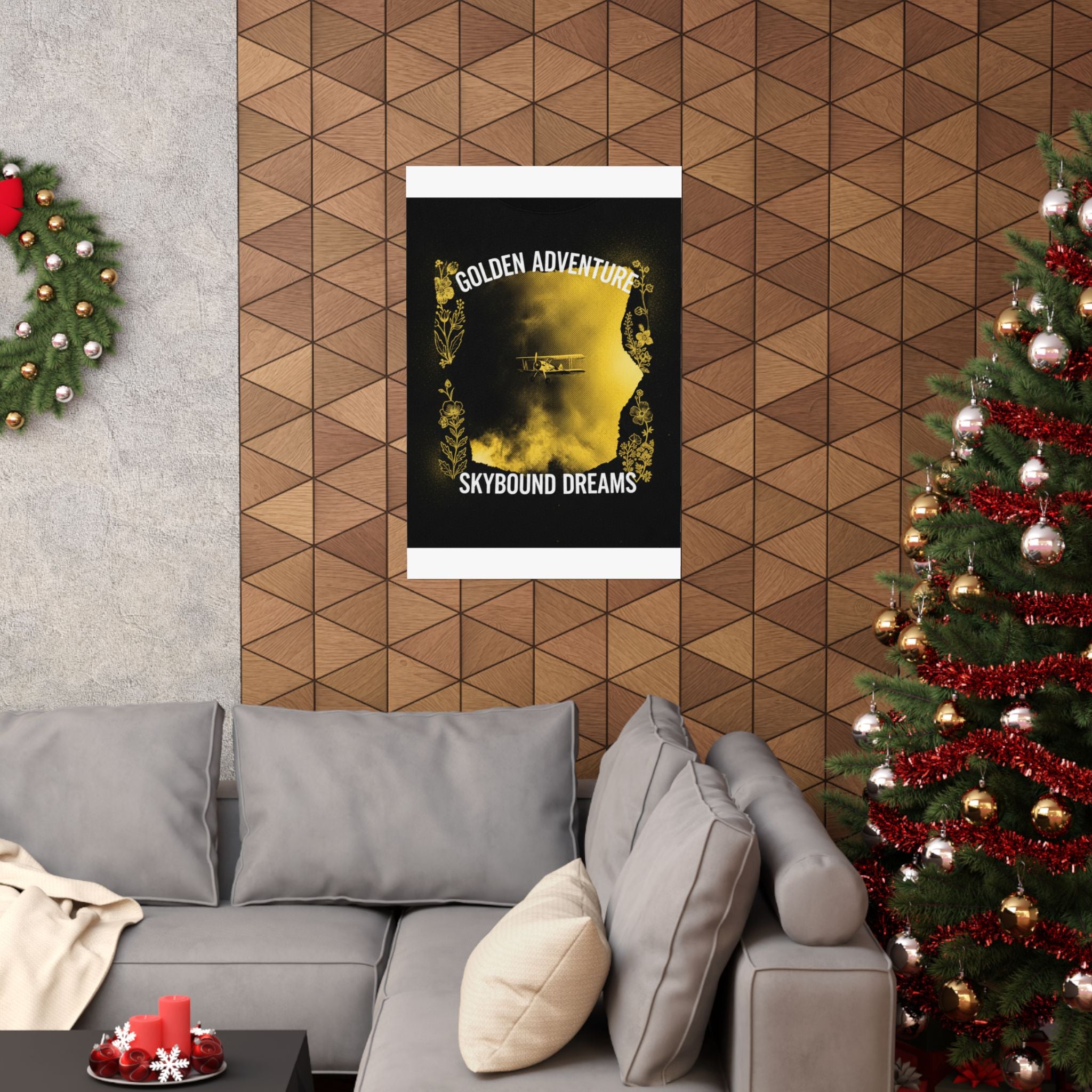 Golden Adventure Skybound Dreams Biplane Art Poster