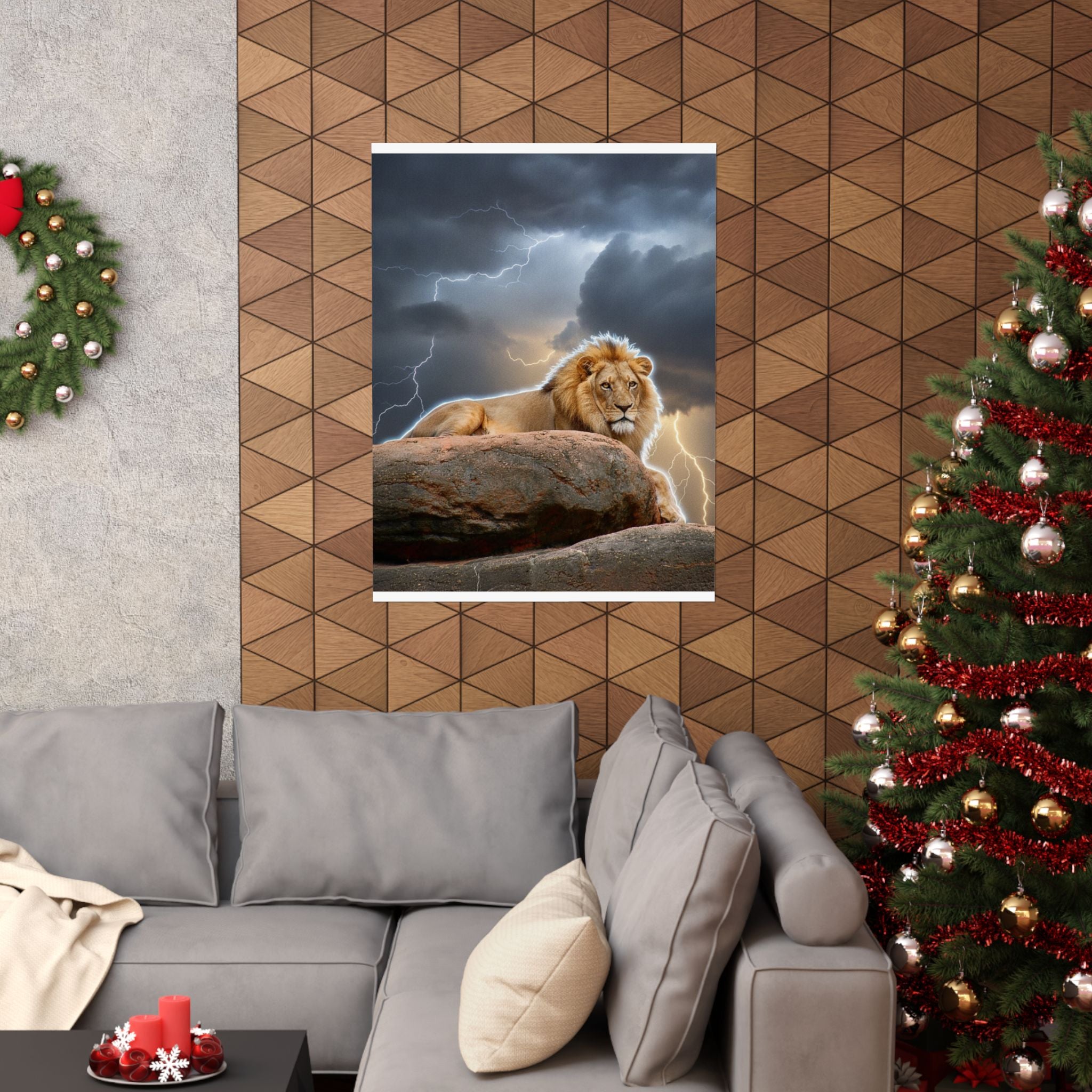 Dramatic Storm — Lion — Matte Poster