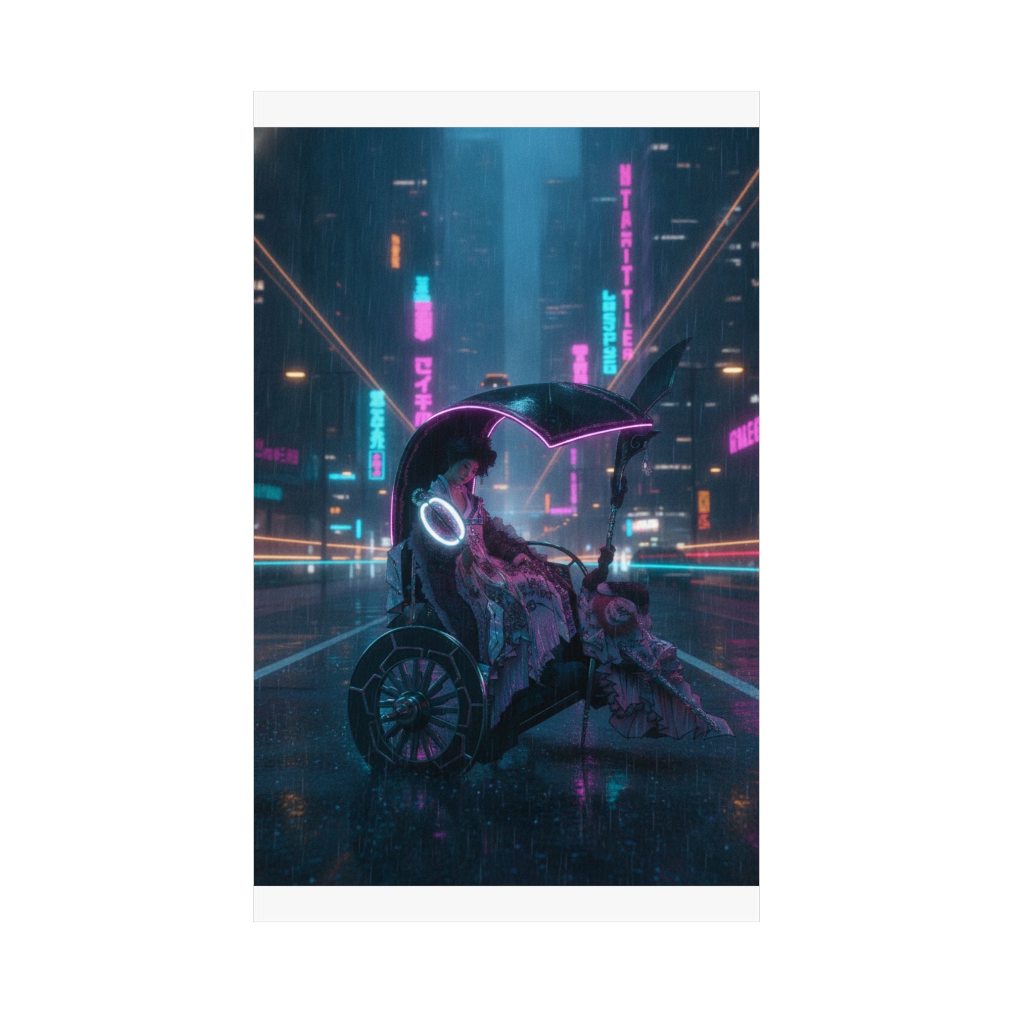 Neon Noir — Lady In A Chariot — Matte Poster