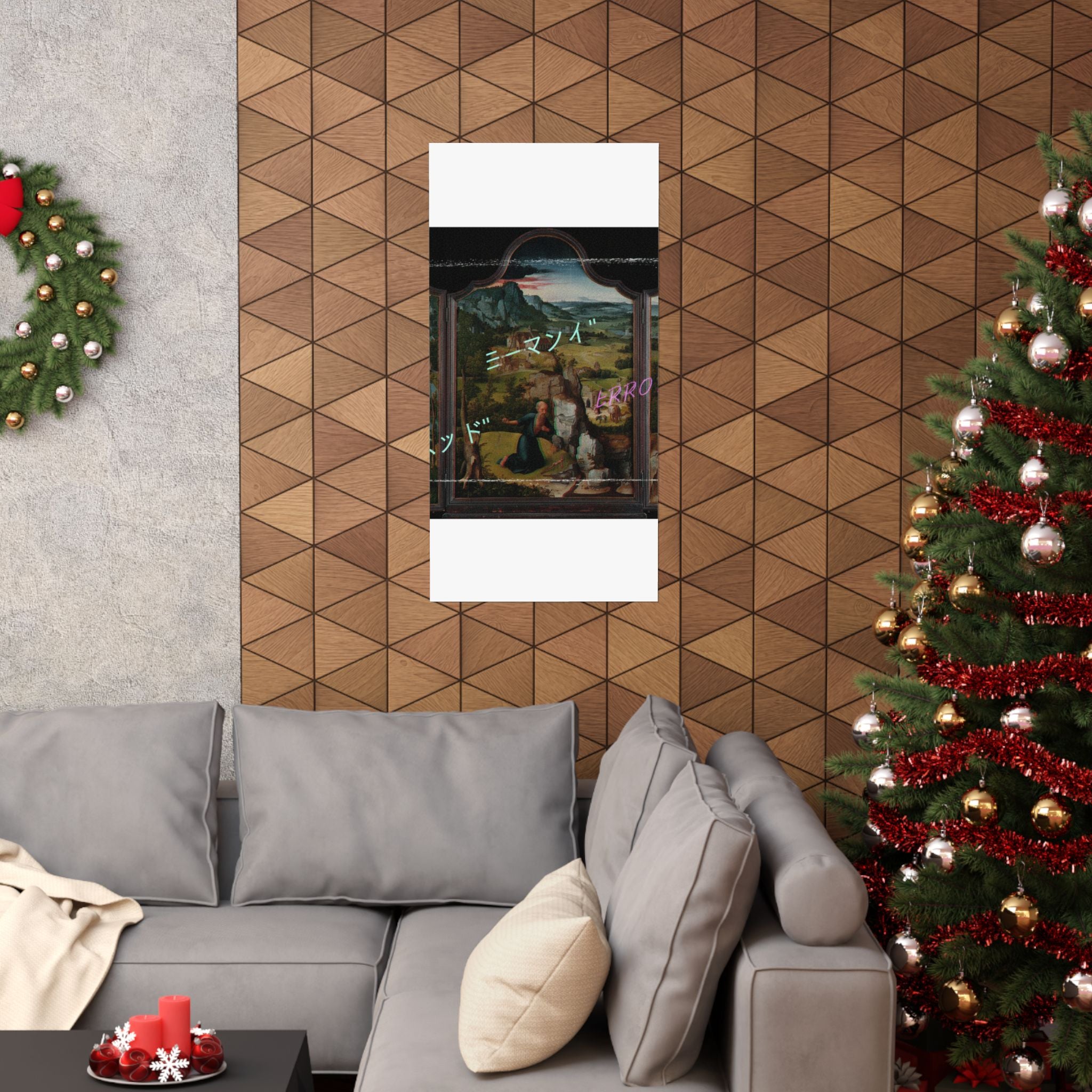 Glitched Renaissance Triptych Vaporwave ERROR Matte Poster